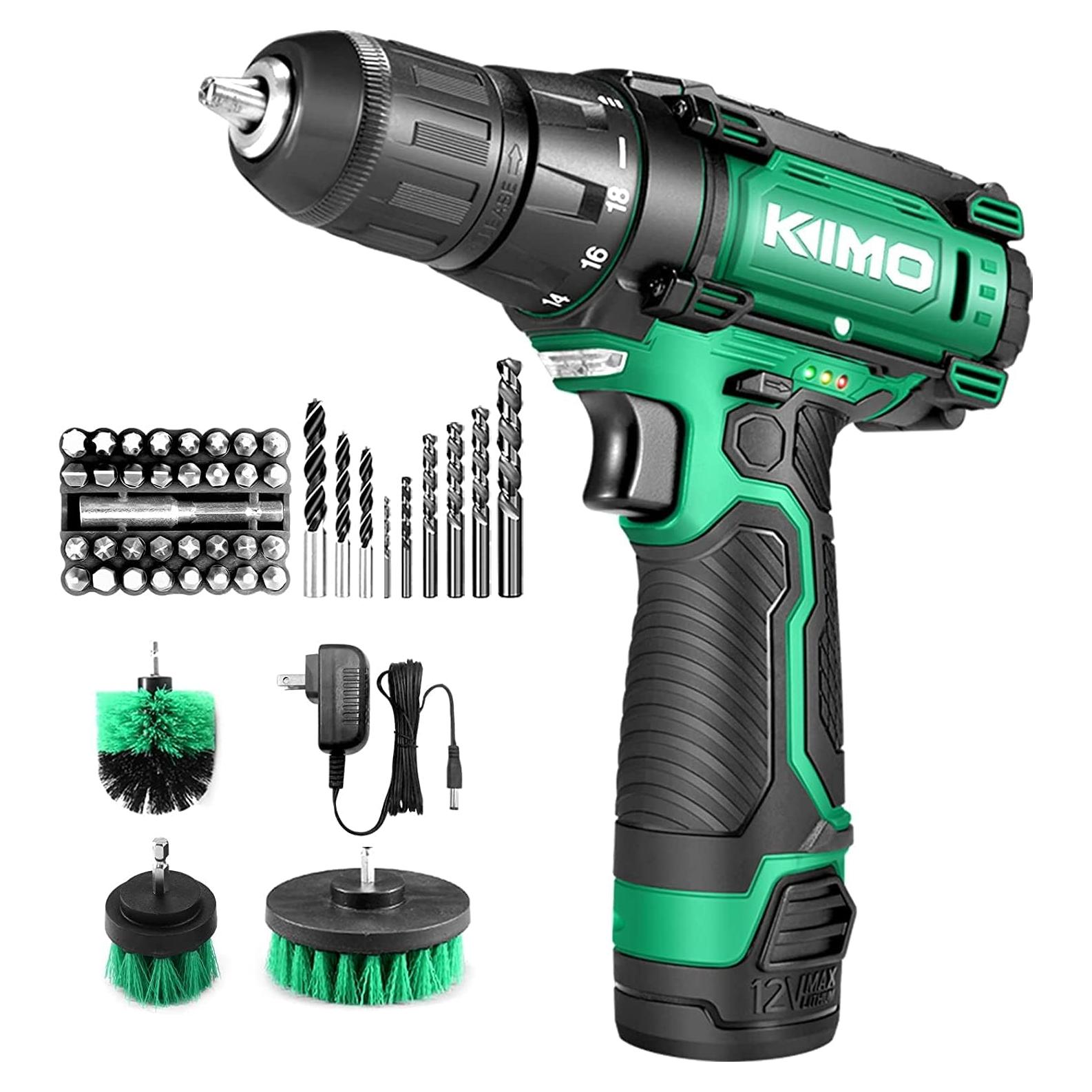 Taladro Inalámbrico KIMO 12V con 48 Piezas y Batería Li-Ion