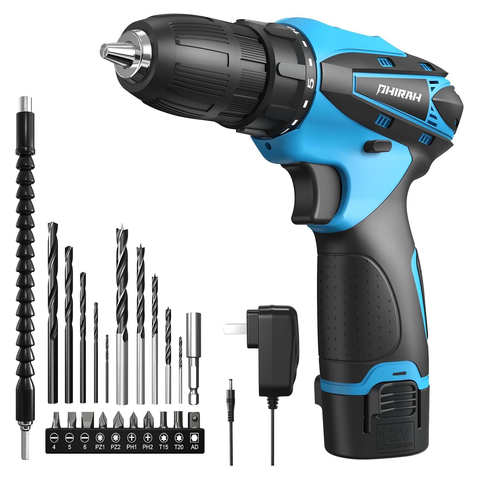 Taladro Inalámbrico PHIRAH 12V con Batería y Cargador Azul