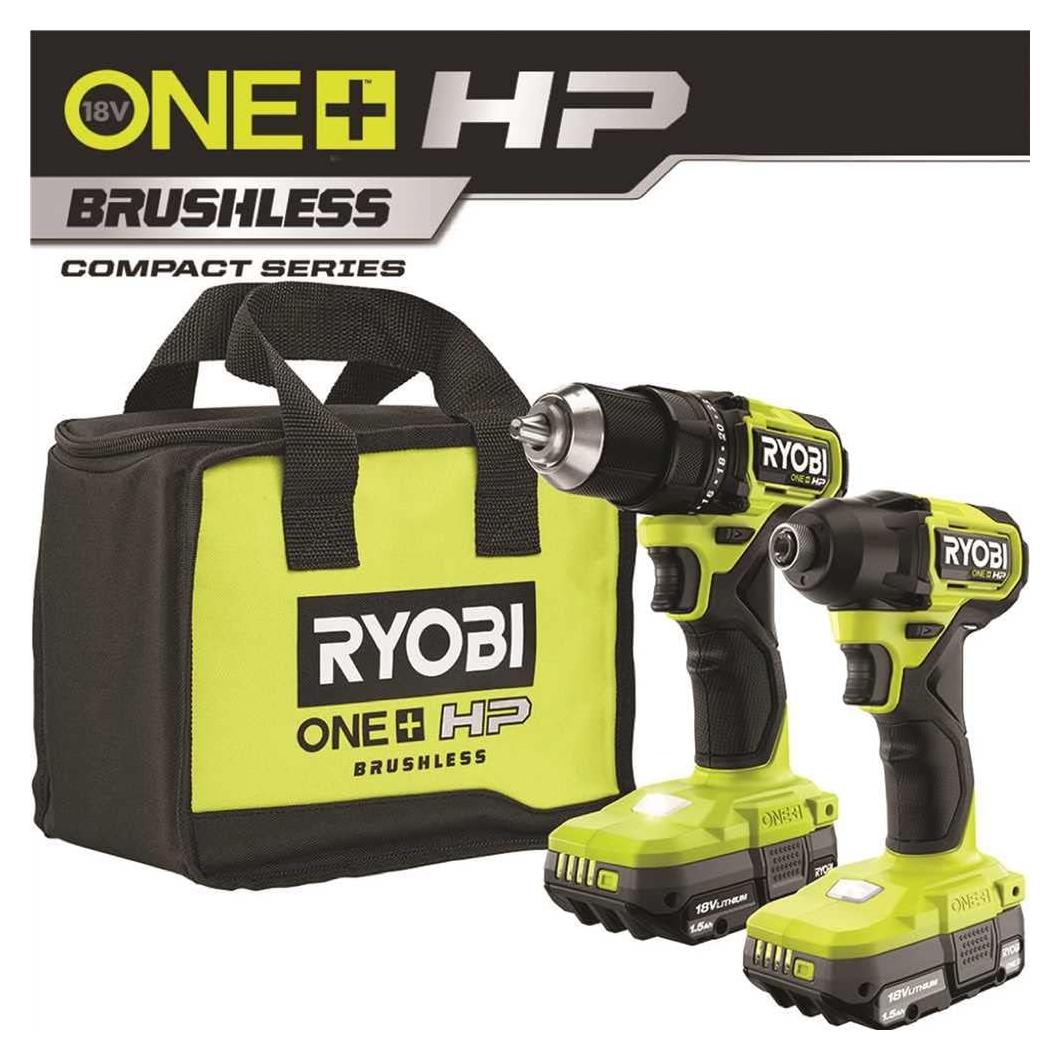Kit Taladro y Destornillador Inalámbrico RYOBI 18V Compacto