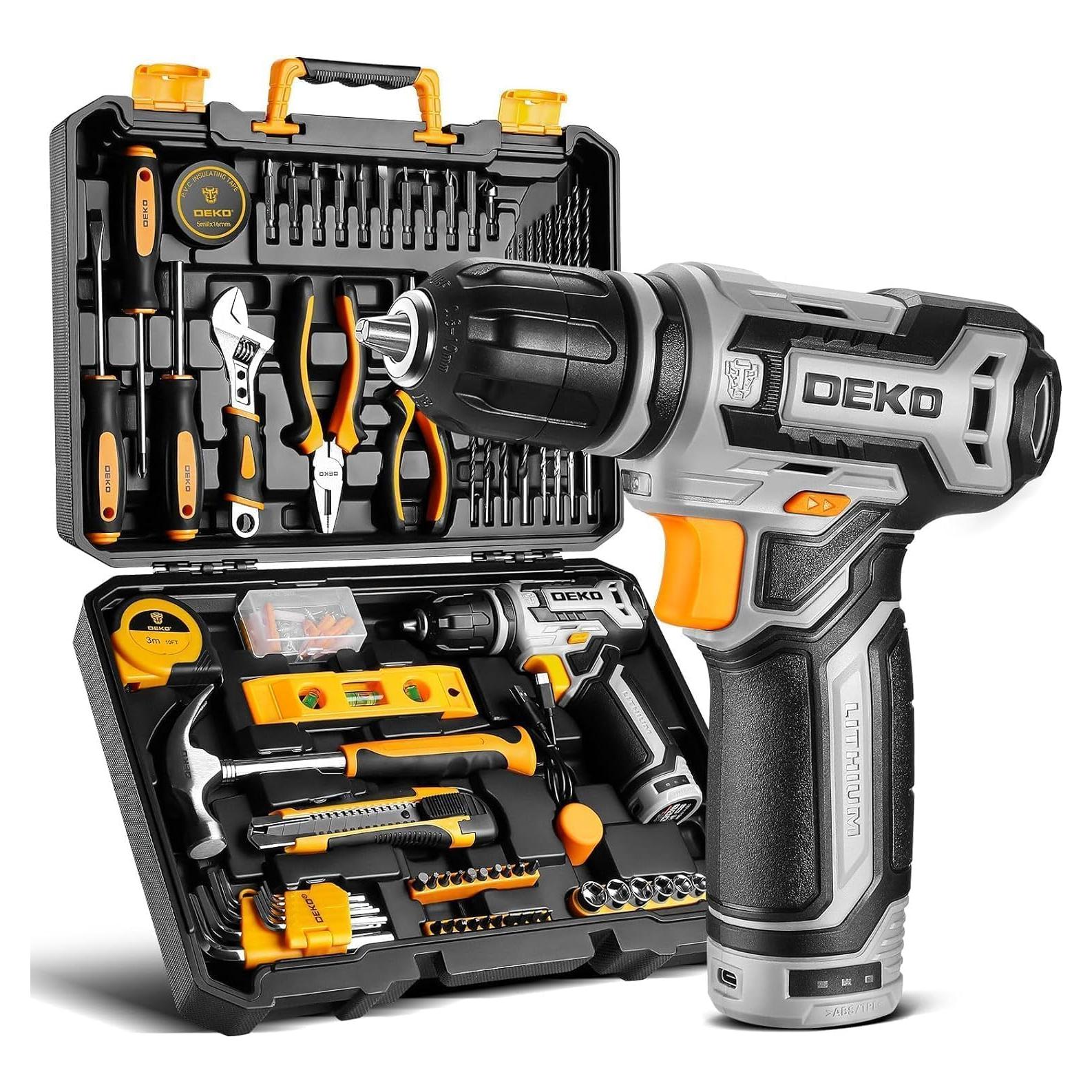 Juego de Herramientas DEKOPRO con Taladro Inalámbrico 12V