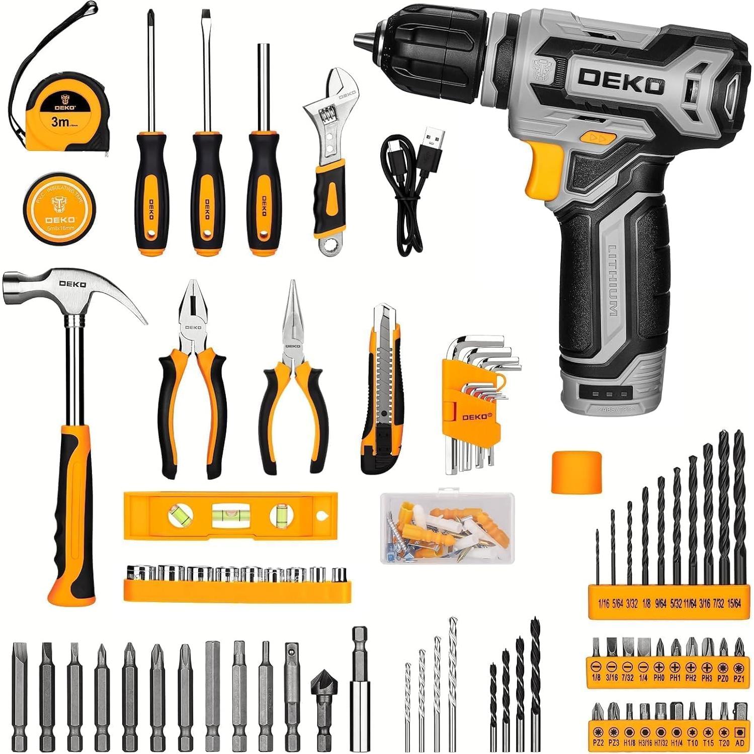 Juego de Herramientas DEKOPRO con Taladro Inalámbrico 12V