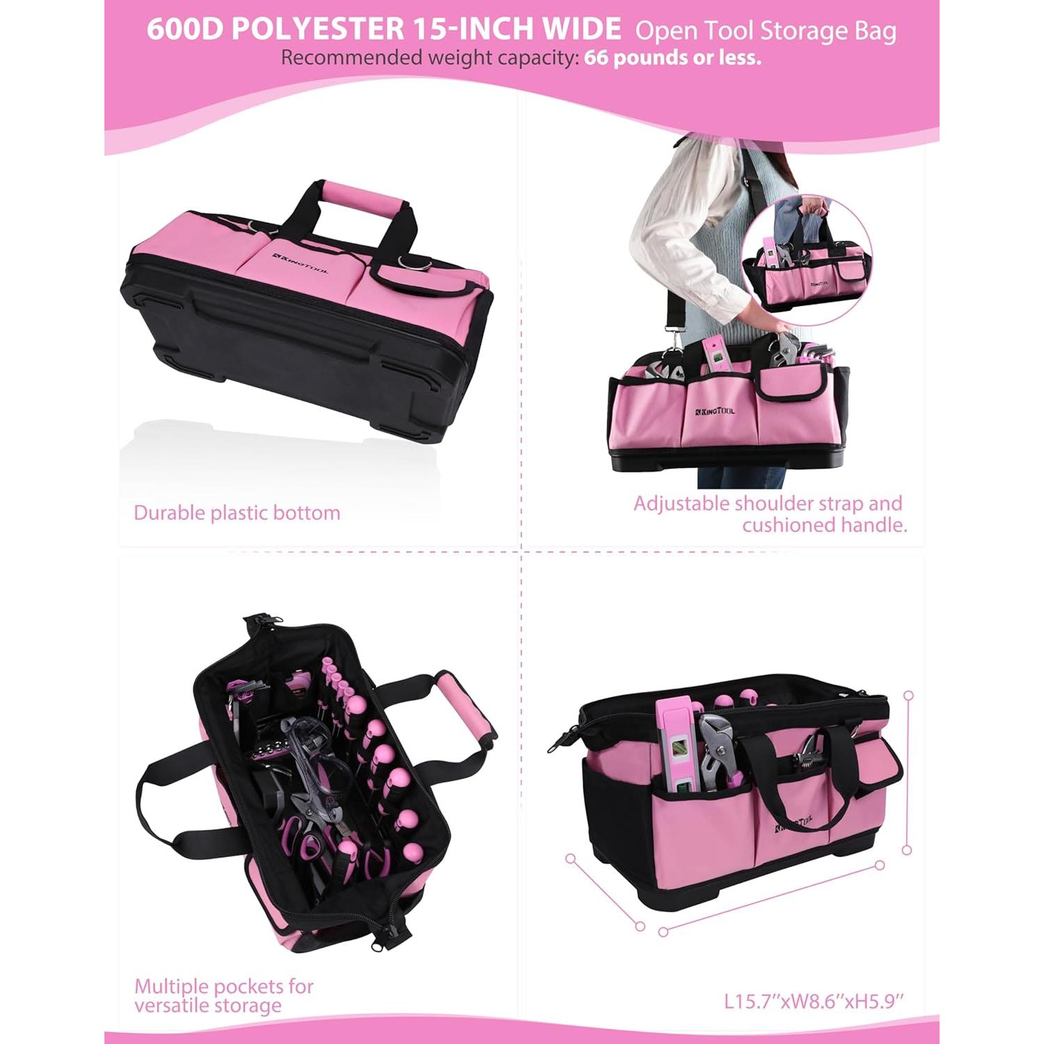 Juego de Herramientas KingTool 267 Piezas Rosa con Taladro 21V