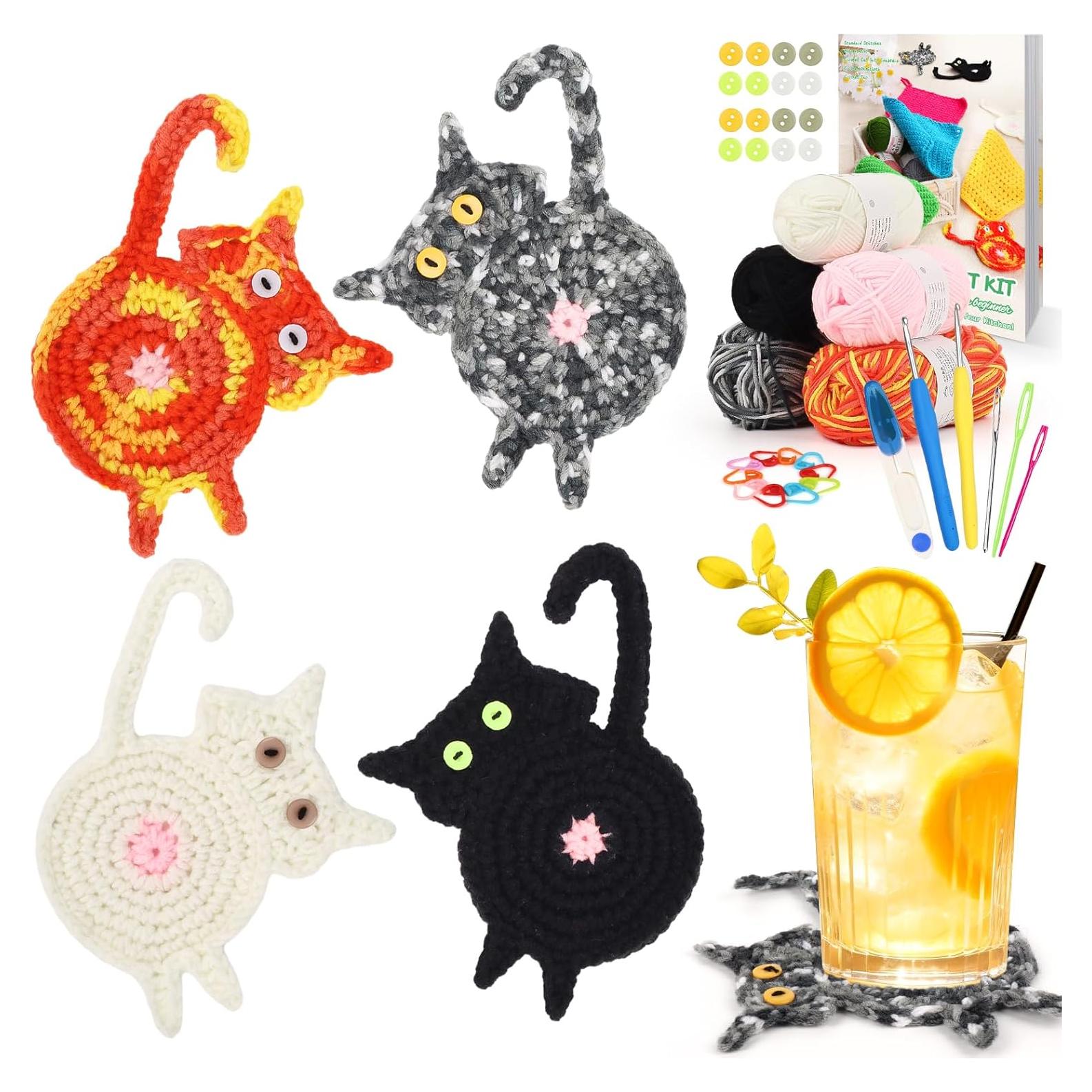 Kit de Crochet Coopay para Principiantes - Posavasos de Gato