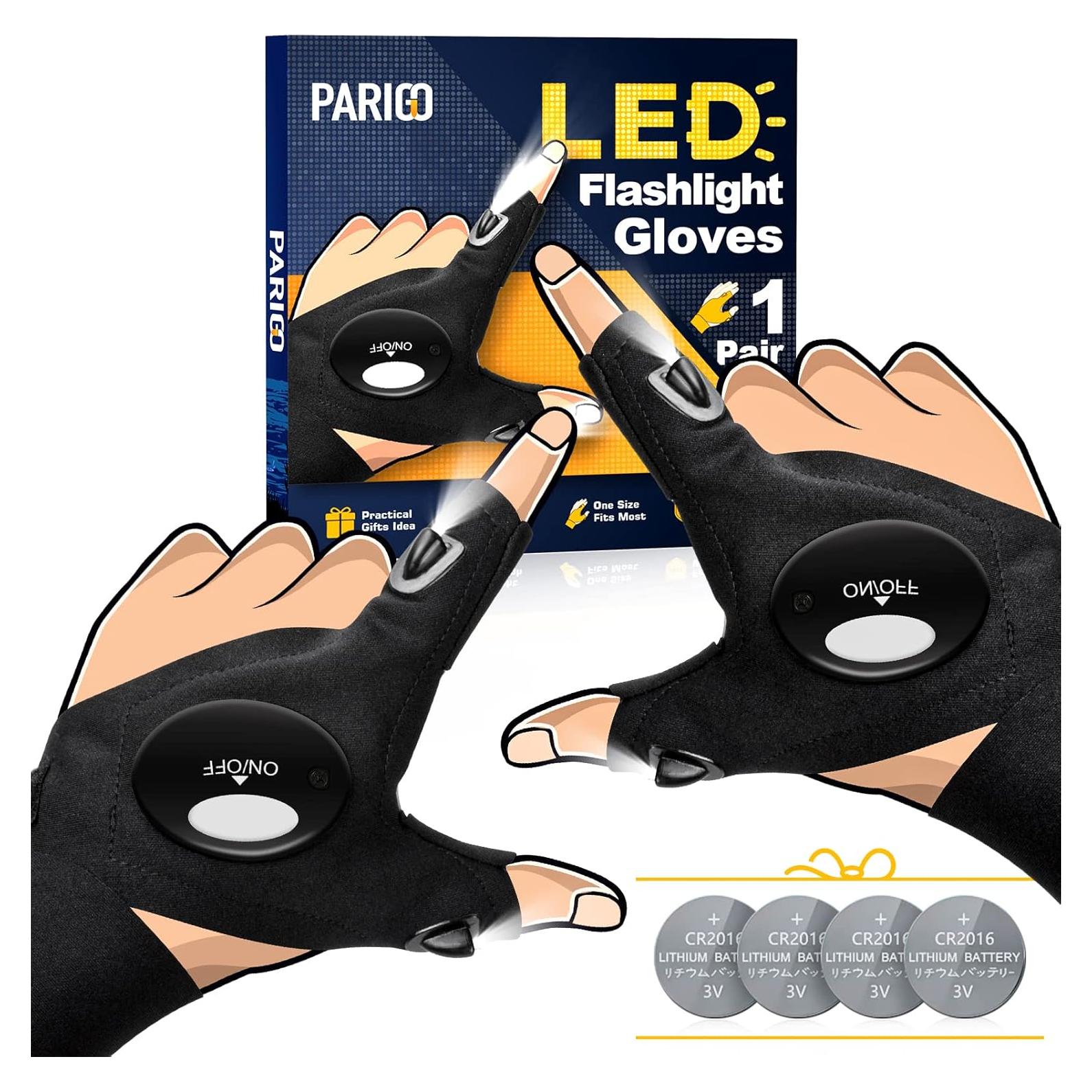 Guantes de Linterna LED PARIGO - Unisex, Talla Única, Negro
