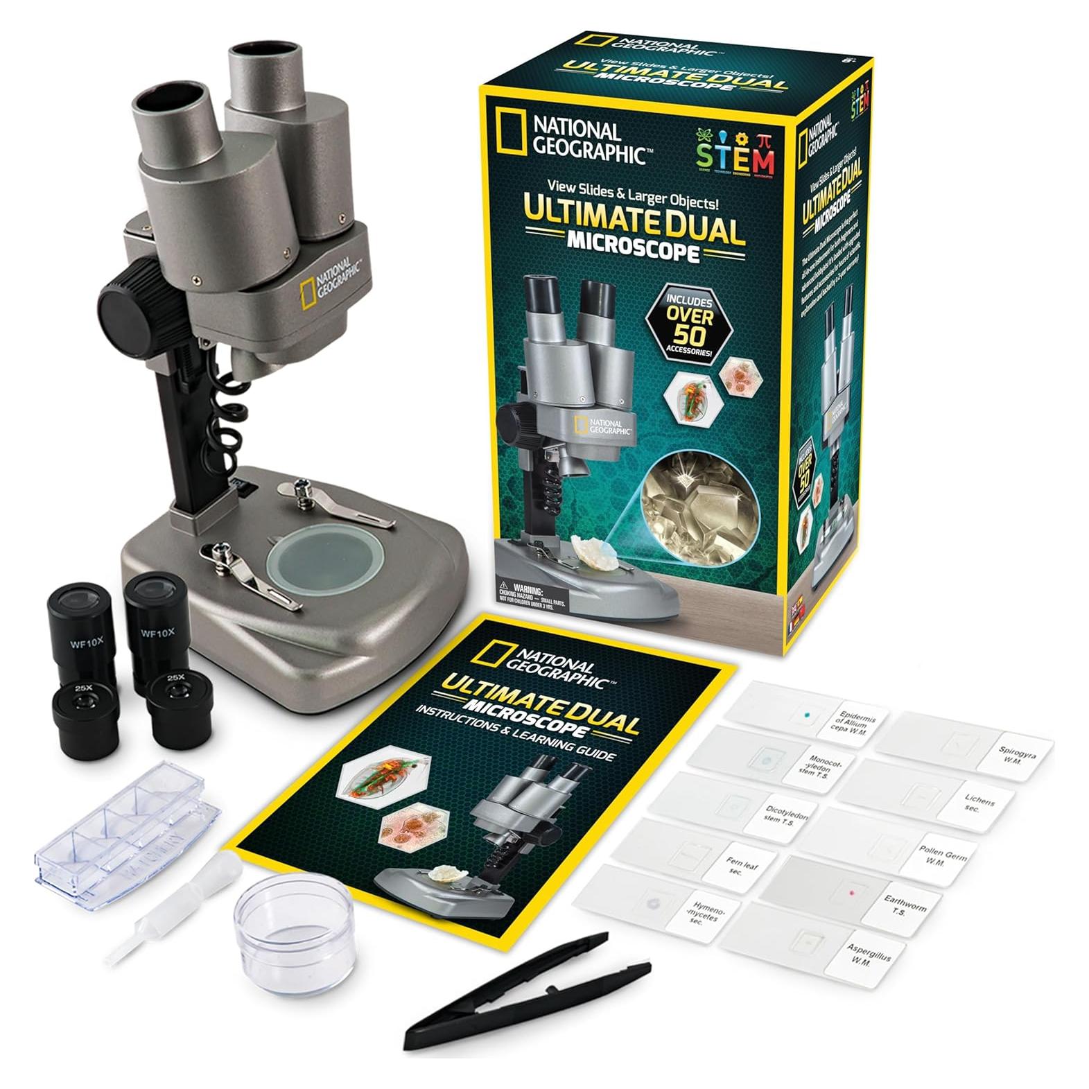 Microscopio DUAL LED National Geographic - Kit de Ciencia 50 Piezas