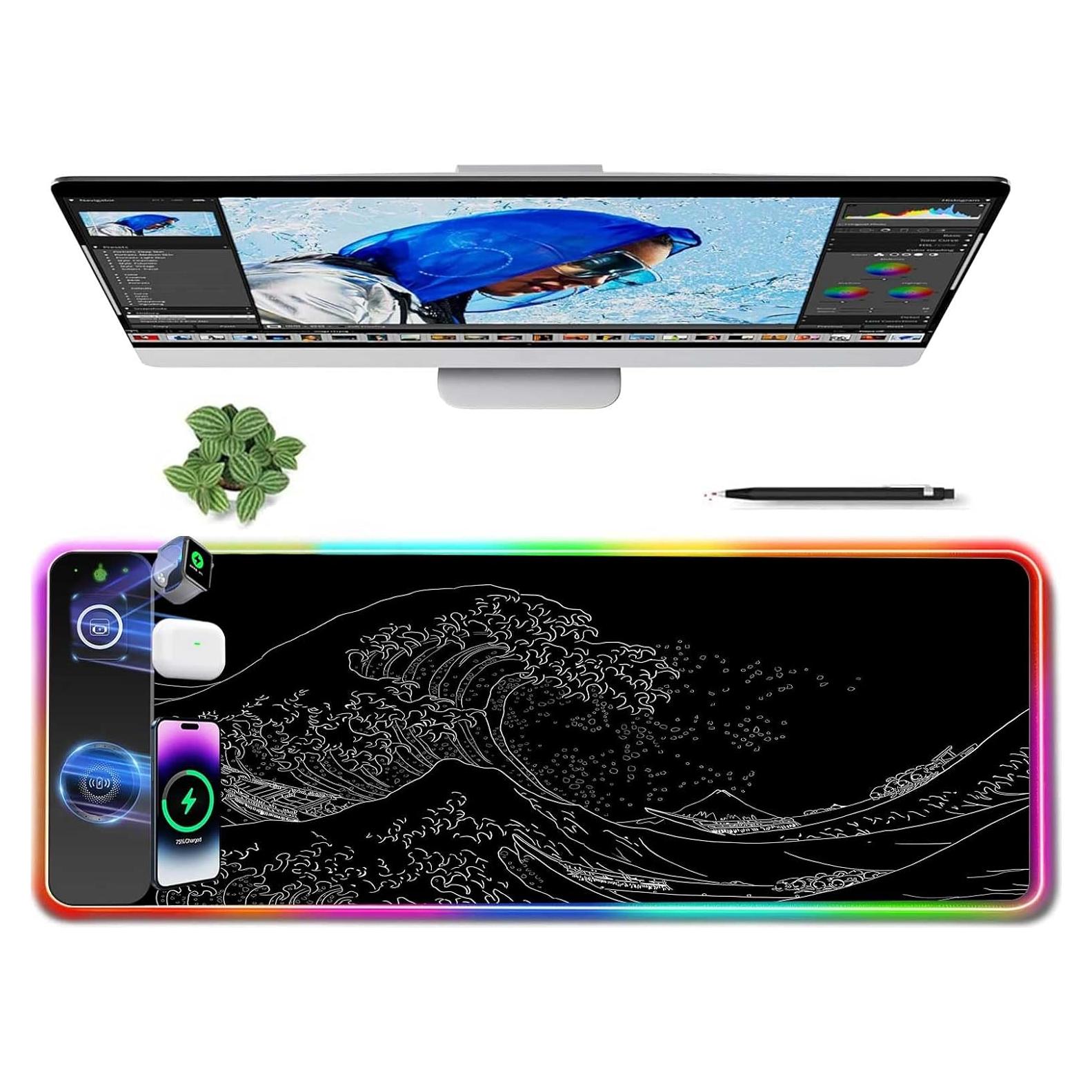 Alfombrilla de Carga Inalámbrica 15W GZESZT 80x30cm RGB