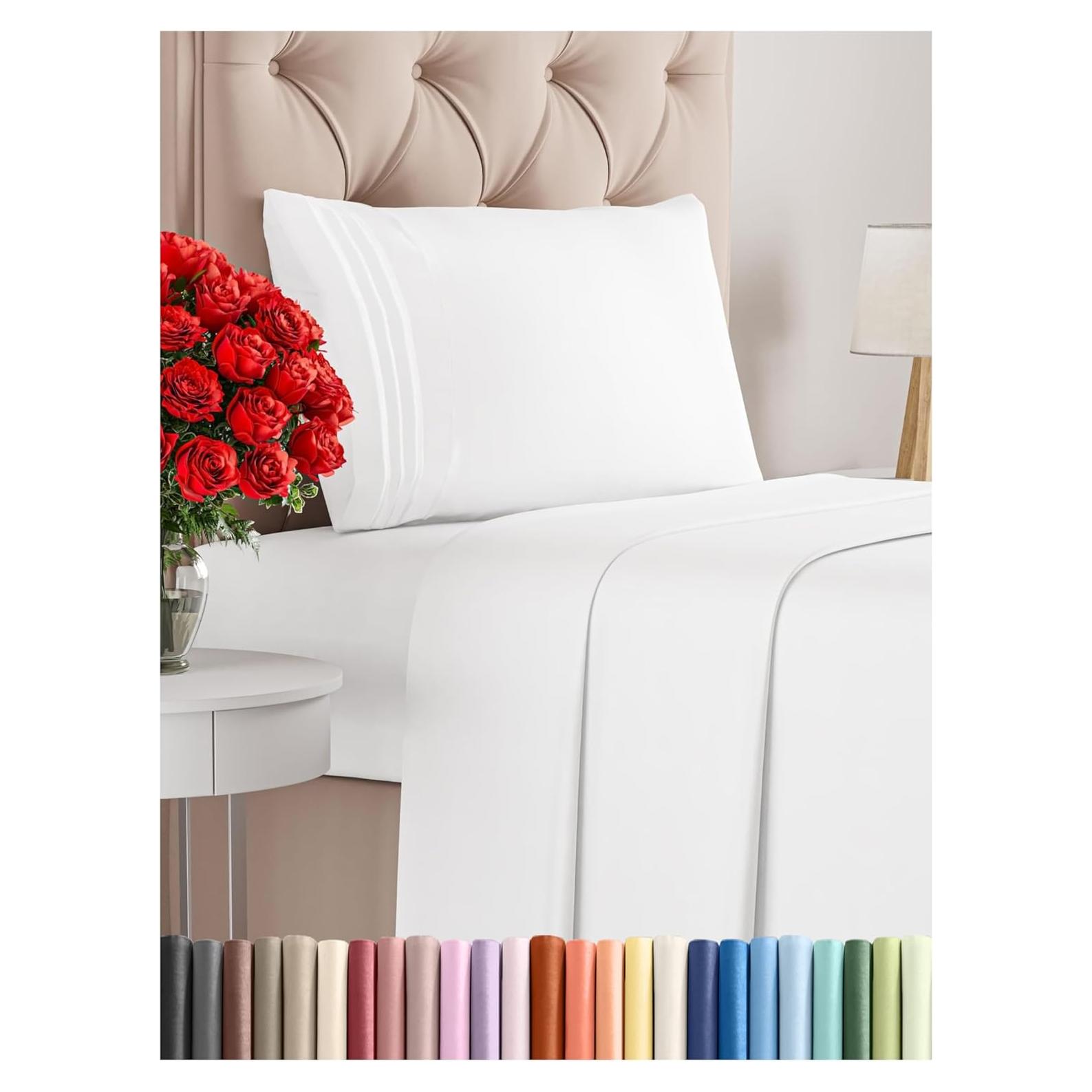 Juego de Sábanas Twin CGK Unlimited 3 Piezas Microfibra Blanco