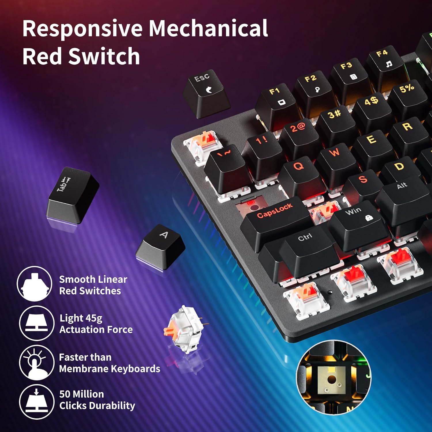 Teclado Mecánico Newmen GM325 Pro, 104 Teclas RGB, USB