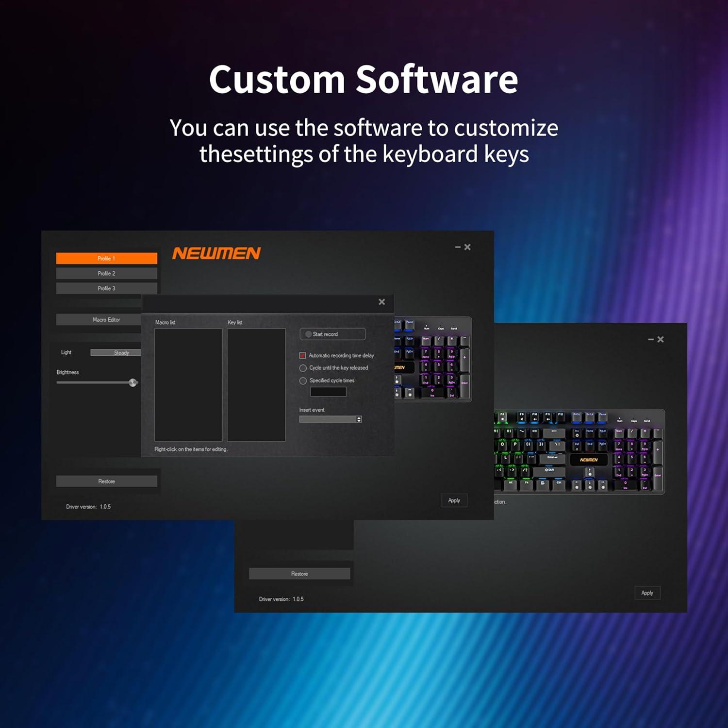 Teclado Mecánico Newmen GM325 Pro, 104 Teclas RGB, USB