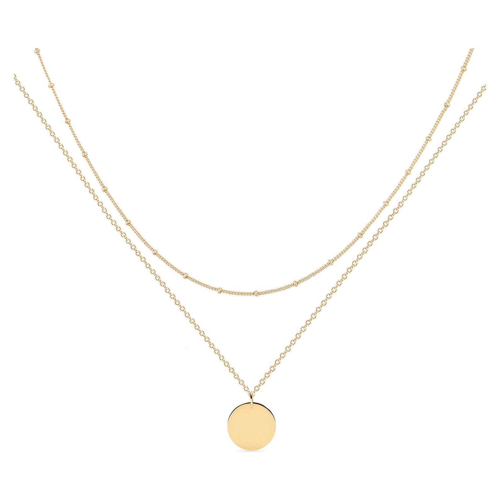 Collar Colgante en Capas MEVECCO Baño de Oro 18k para Mujeres
