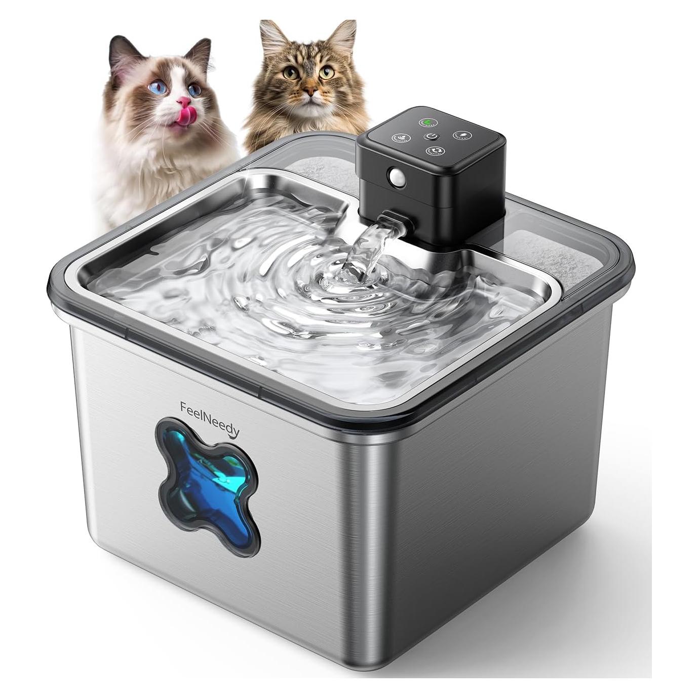 Fuente de Agua para Gatos FEELNEEDY Acero Inoxidable 3.2L