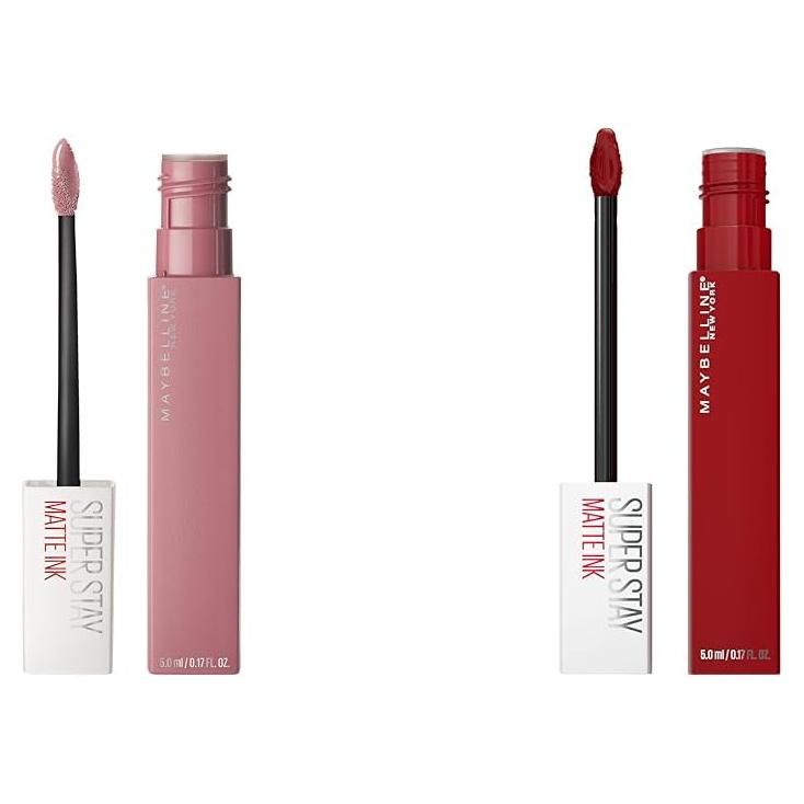 Set de Labiales Líquidos Maybelline Super Stay Matte Ink - Rosa y Rojo