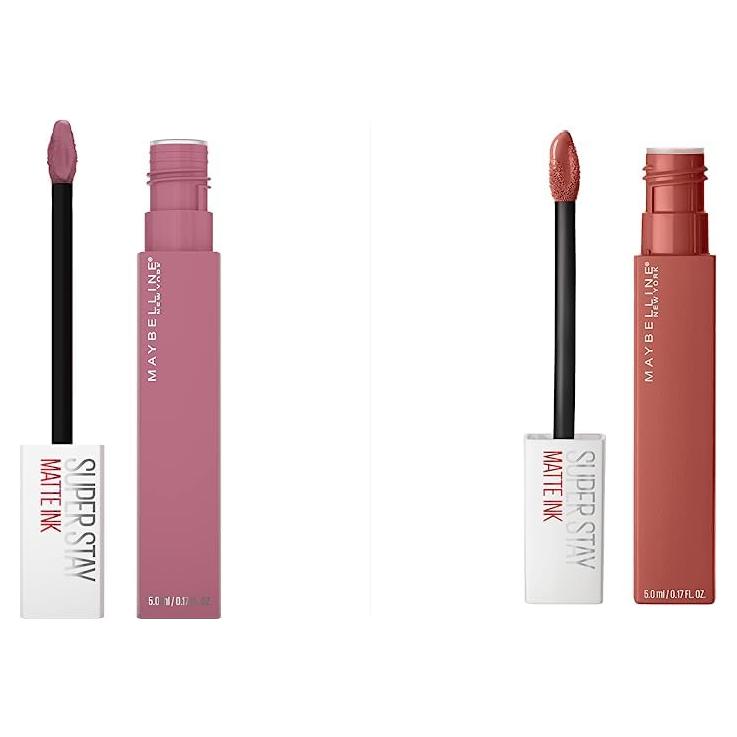 Pintalabios Líquido Maybelline Super Stay Matte Ink 2 Piezas - Rojo Claro y Rosa Malva
