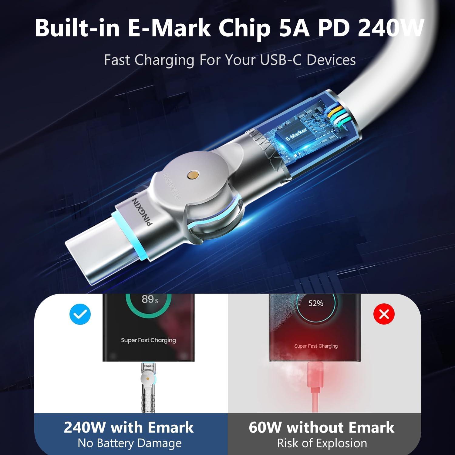 Cable USB C a USB C 240W PINGXIN 2-Pack 6.6ft Carga Rápida