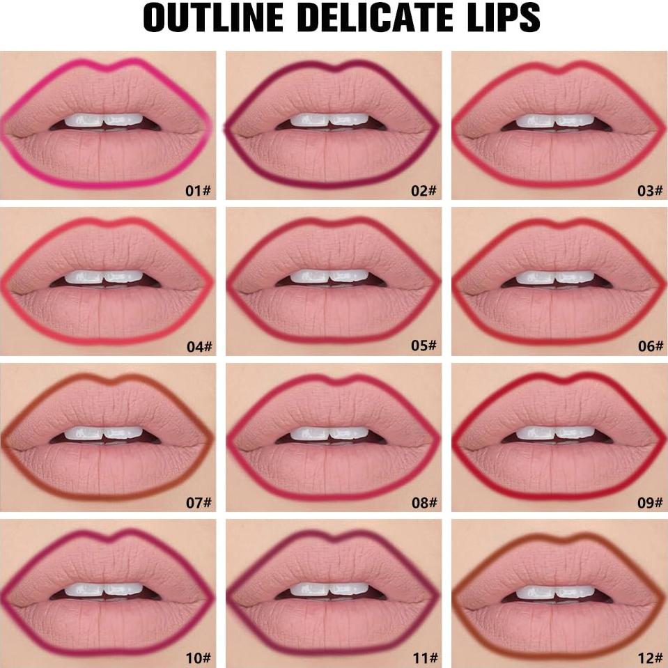 Set de 12 Lápices de Labios Mate Impermeable evpct