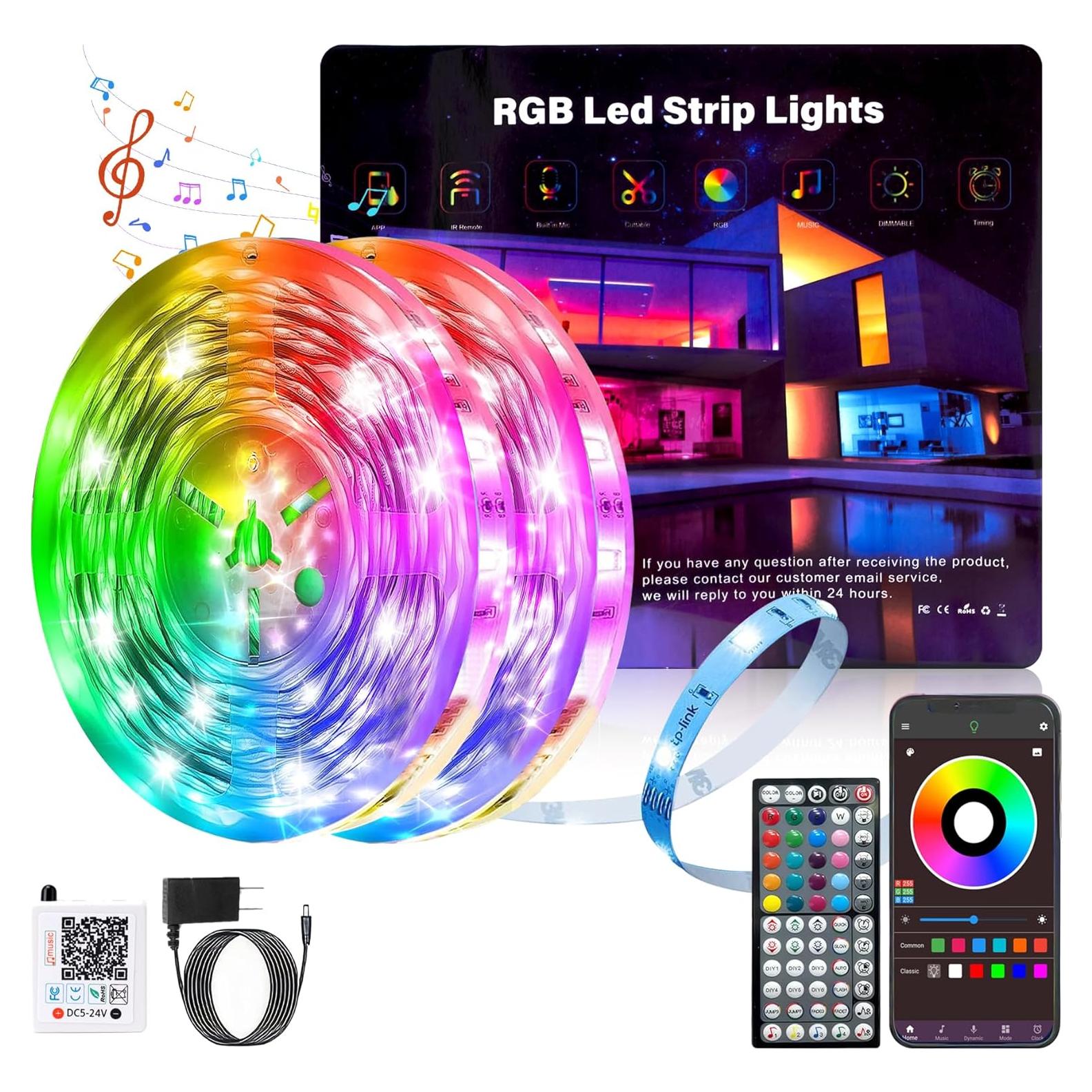Tira de luces LED RGB 150ft Ledagic con control remoto