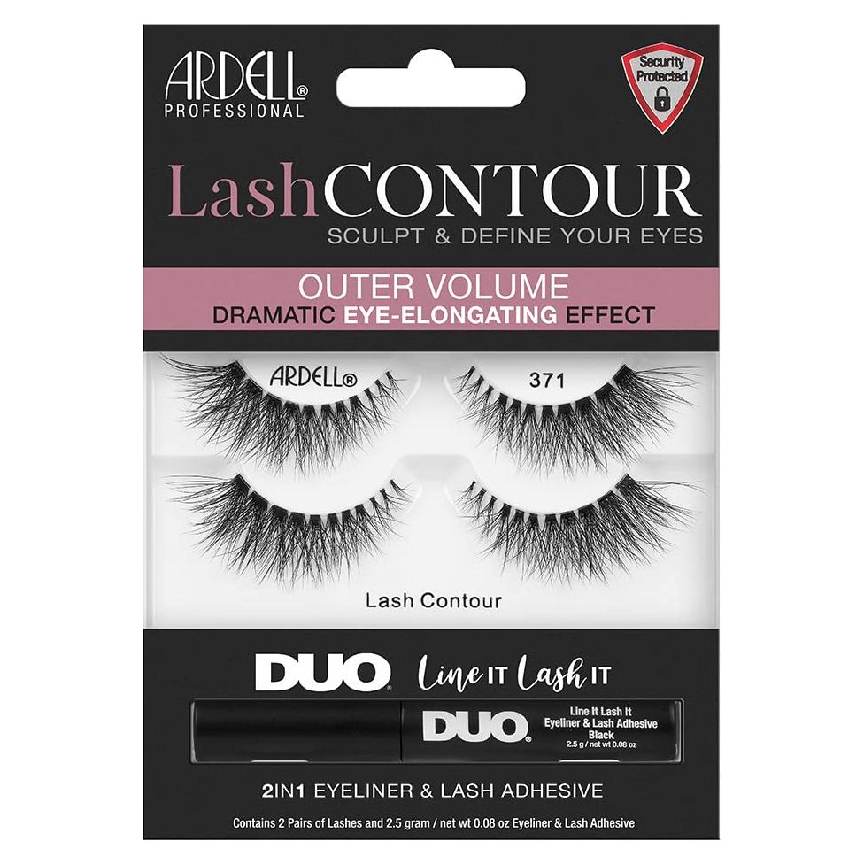 Pestañas Postizas Ardell Lash Contour 371 + Adhesivo DUO Negro