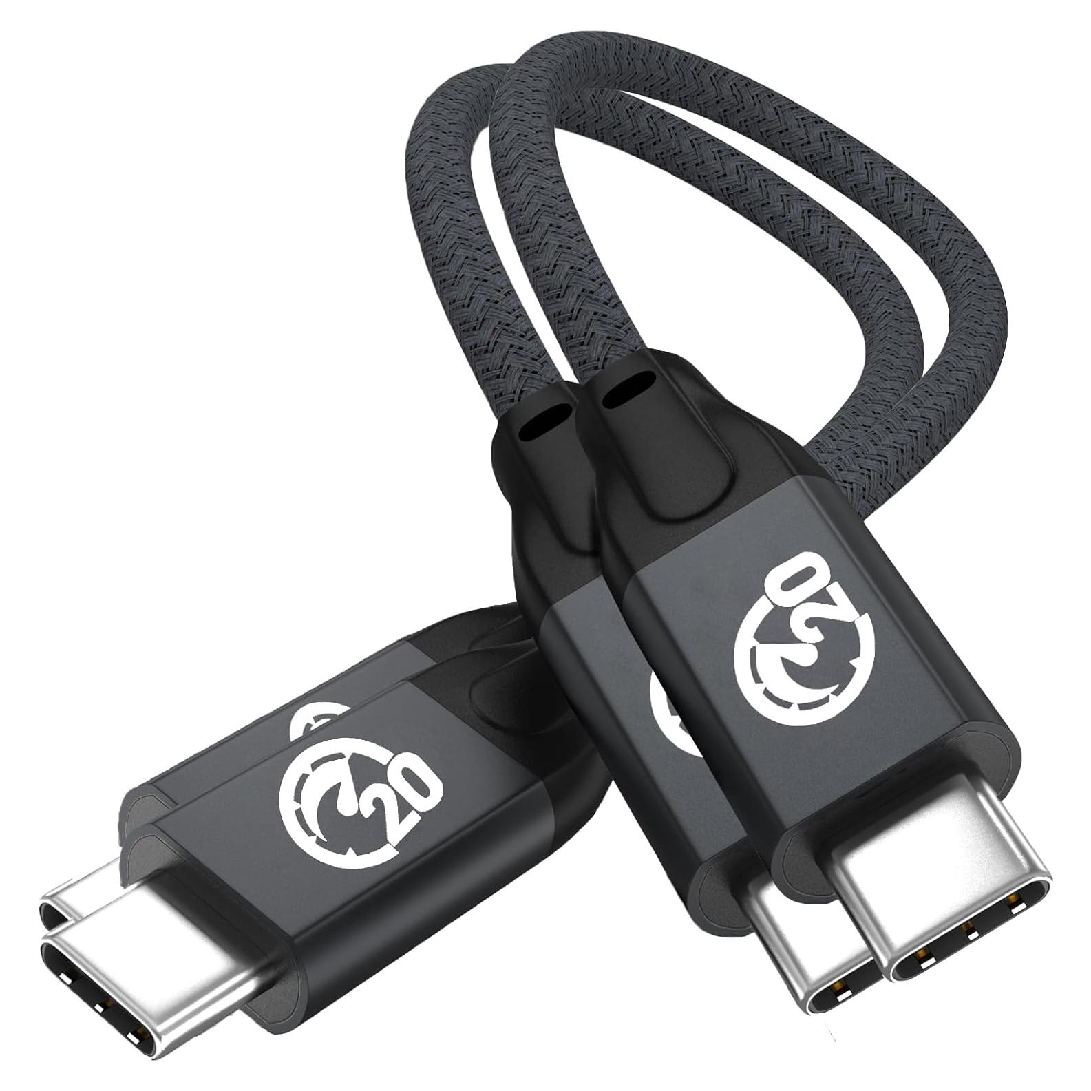 Cable USB C a USB C UseBean 100W 0.18m 2 Paquete 20Gbps 4K