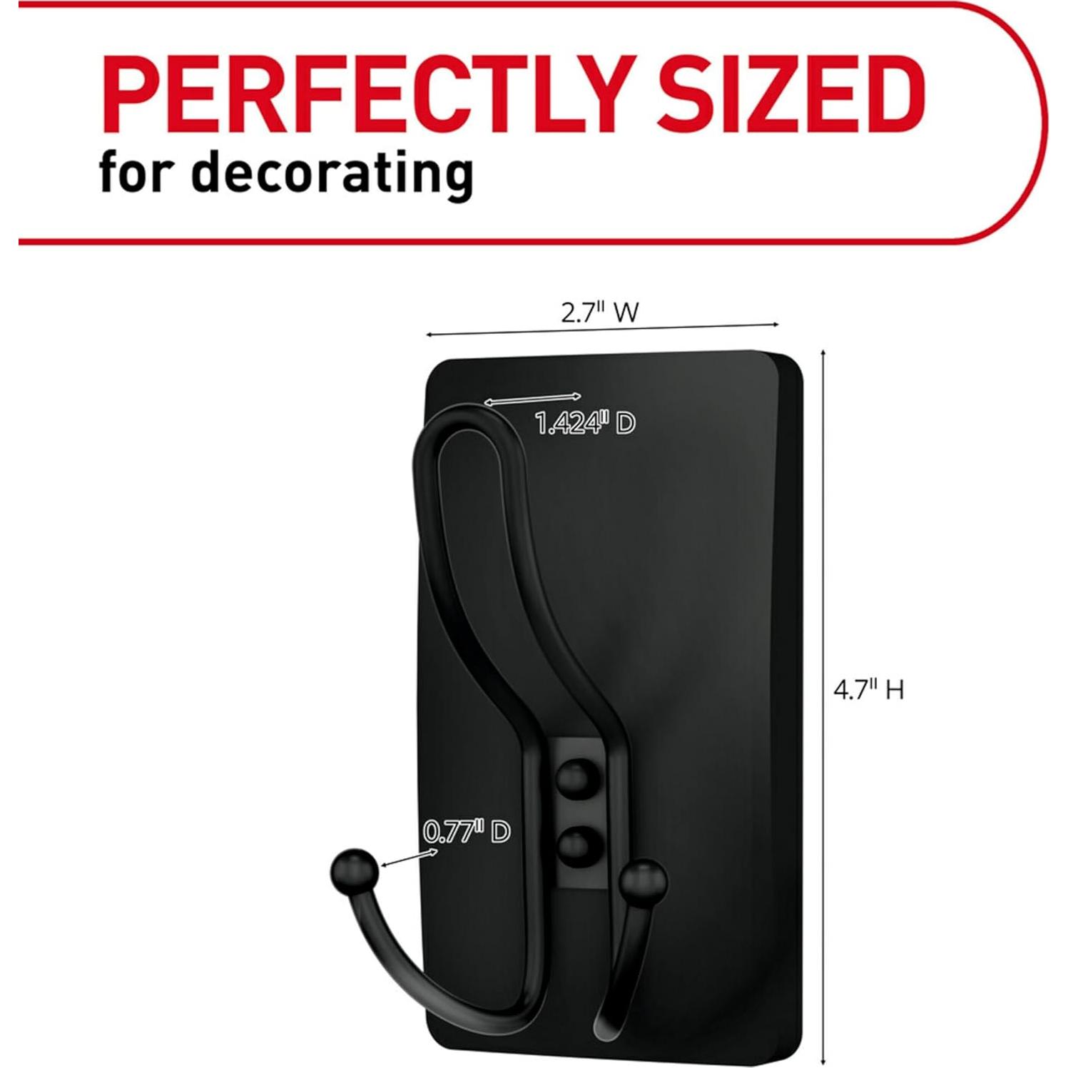 Gancho Triple Negro Mate Command 17038MB-ES, 4.54 kg