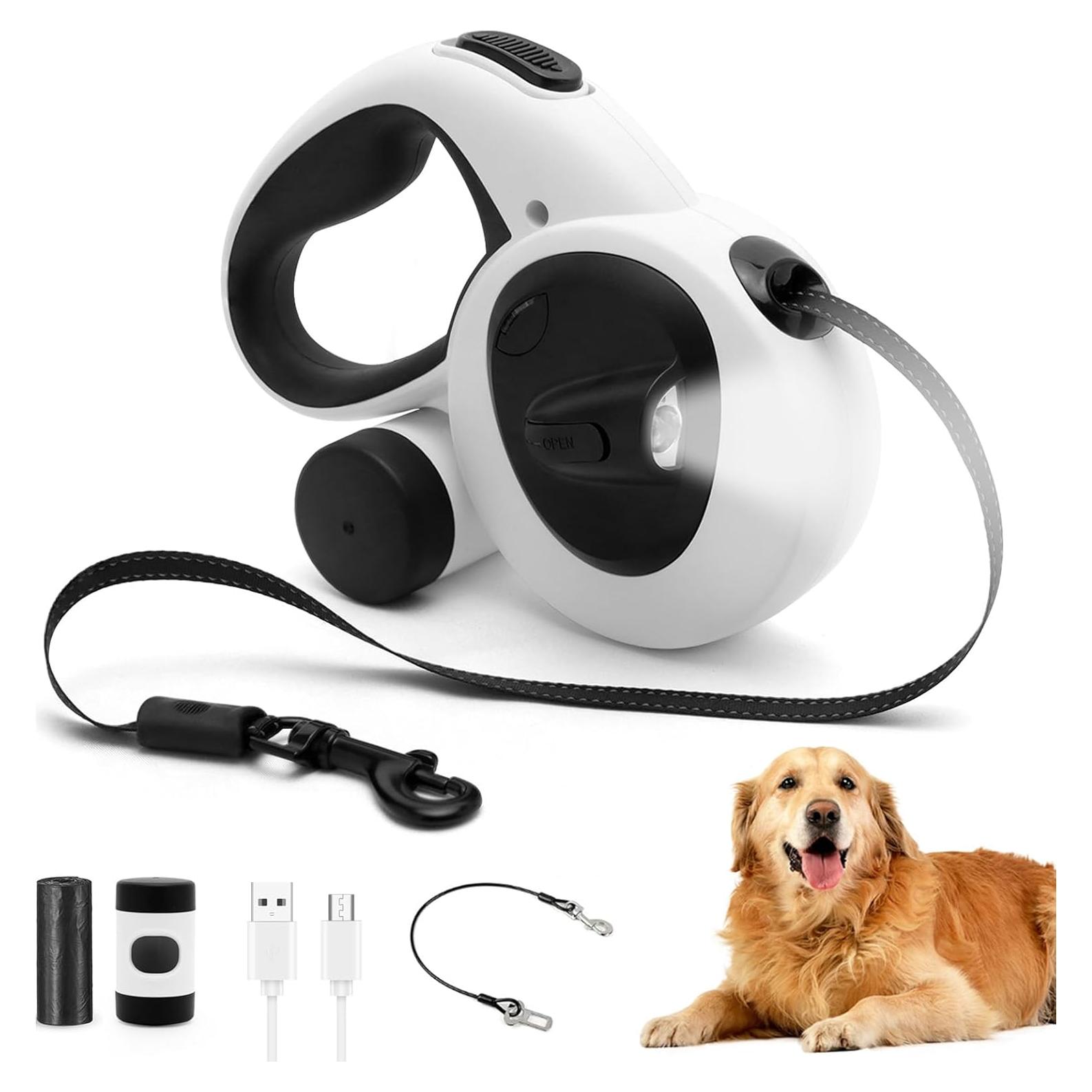 Correa de Perro Retráctil COSOWO 4.88 m con Luz LED y Dispensador