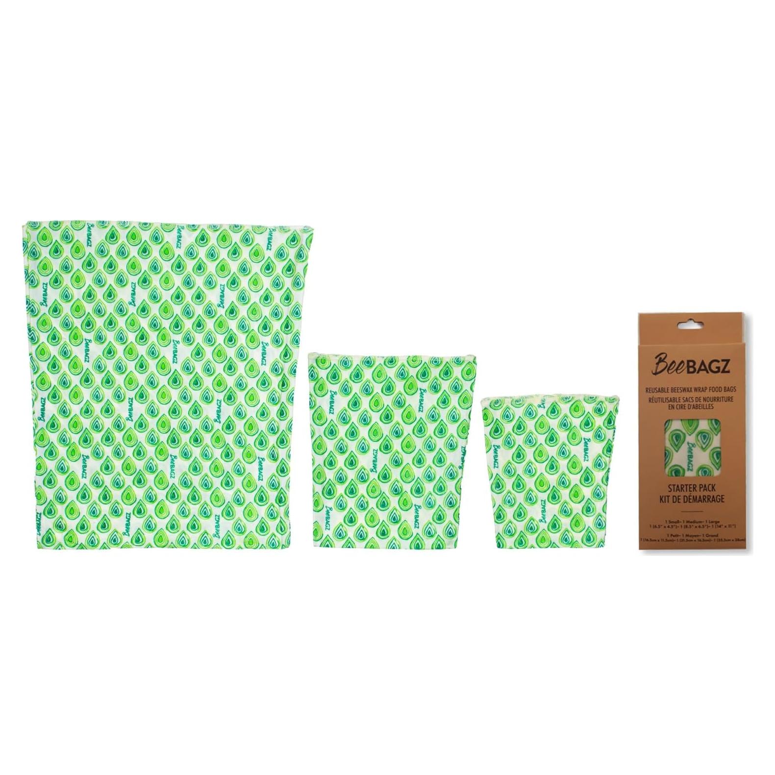 BeeBAGZ - Bolsa de Almacenamiento de Cera de Abeja Verde - 3 Piezas