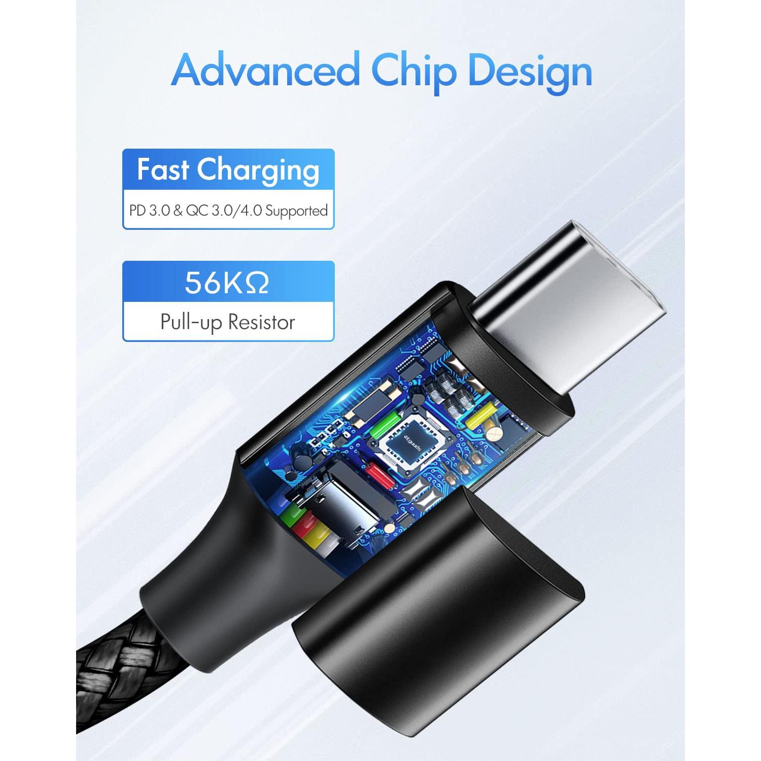 Cable USB C a USB C 3m Etguuds 60W Carga Rápida 2-Pack