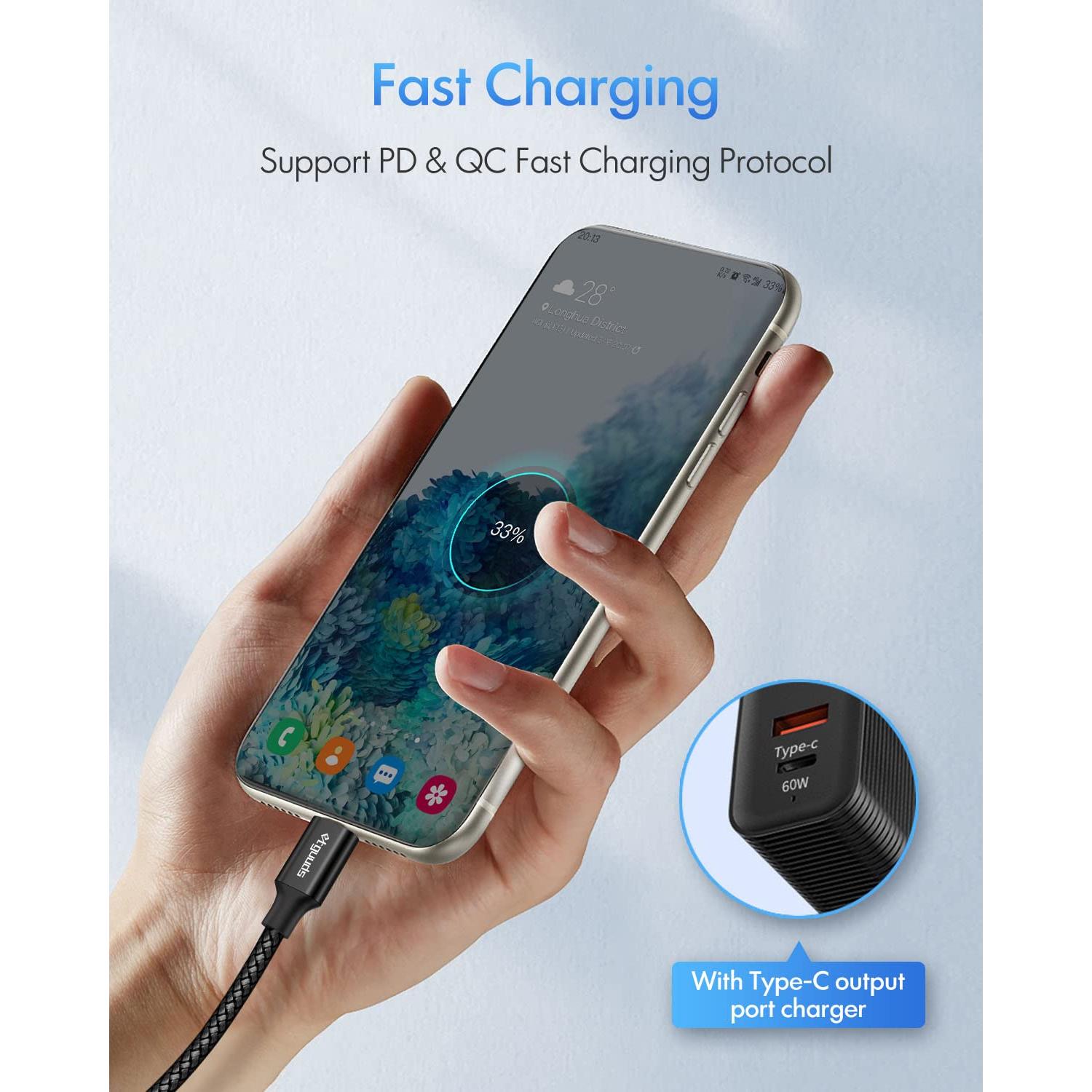 Cable USB C a USB C 3m Etguuds 60W Carga Rápida 2-Pack