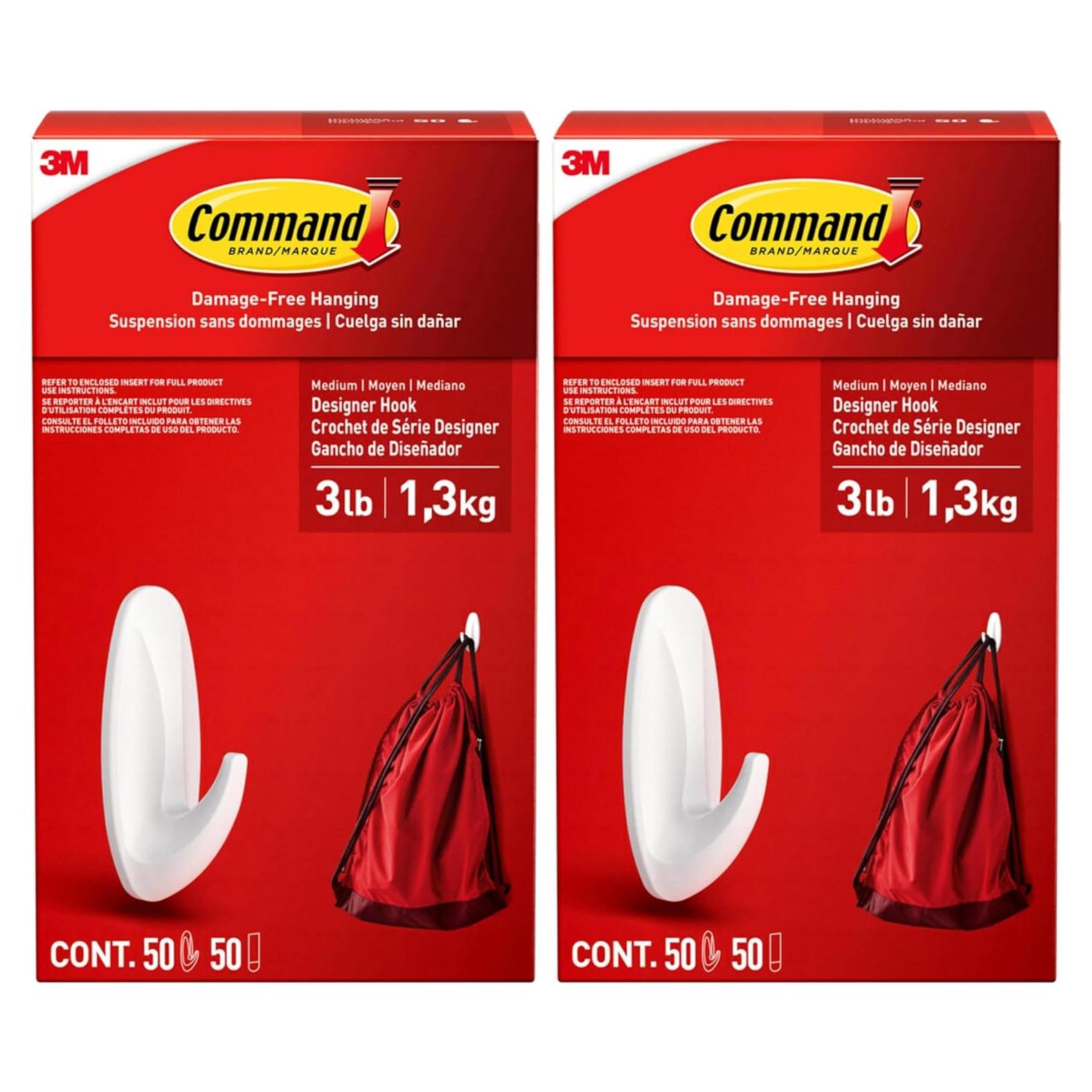 Ganchos Medianos Command 3M - 50 Ganchos y 50 Tiras Adhesivas