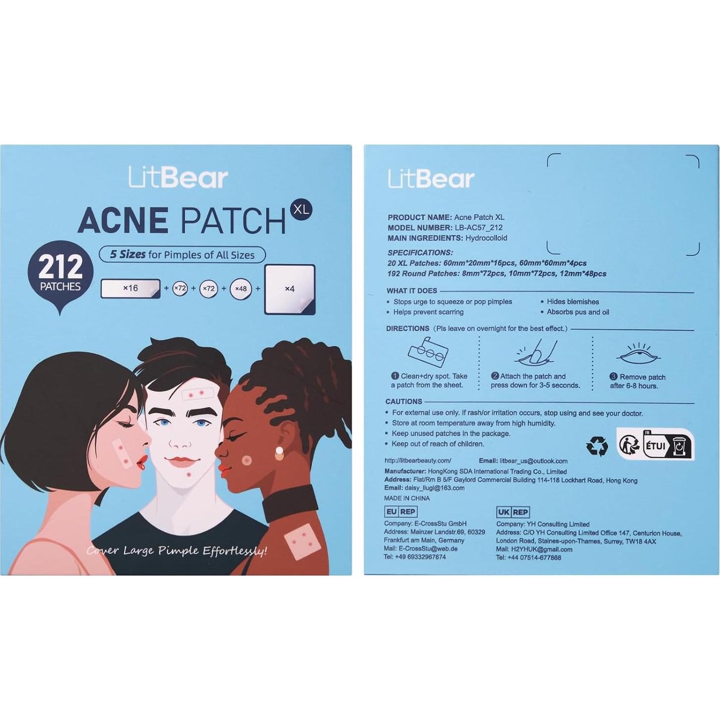 Parches para Granos LitBear - 212 Cuentas, 5 Tamaños, Hidrocoloide