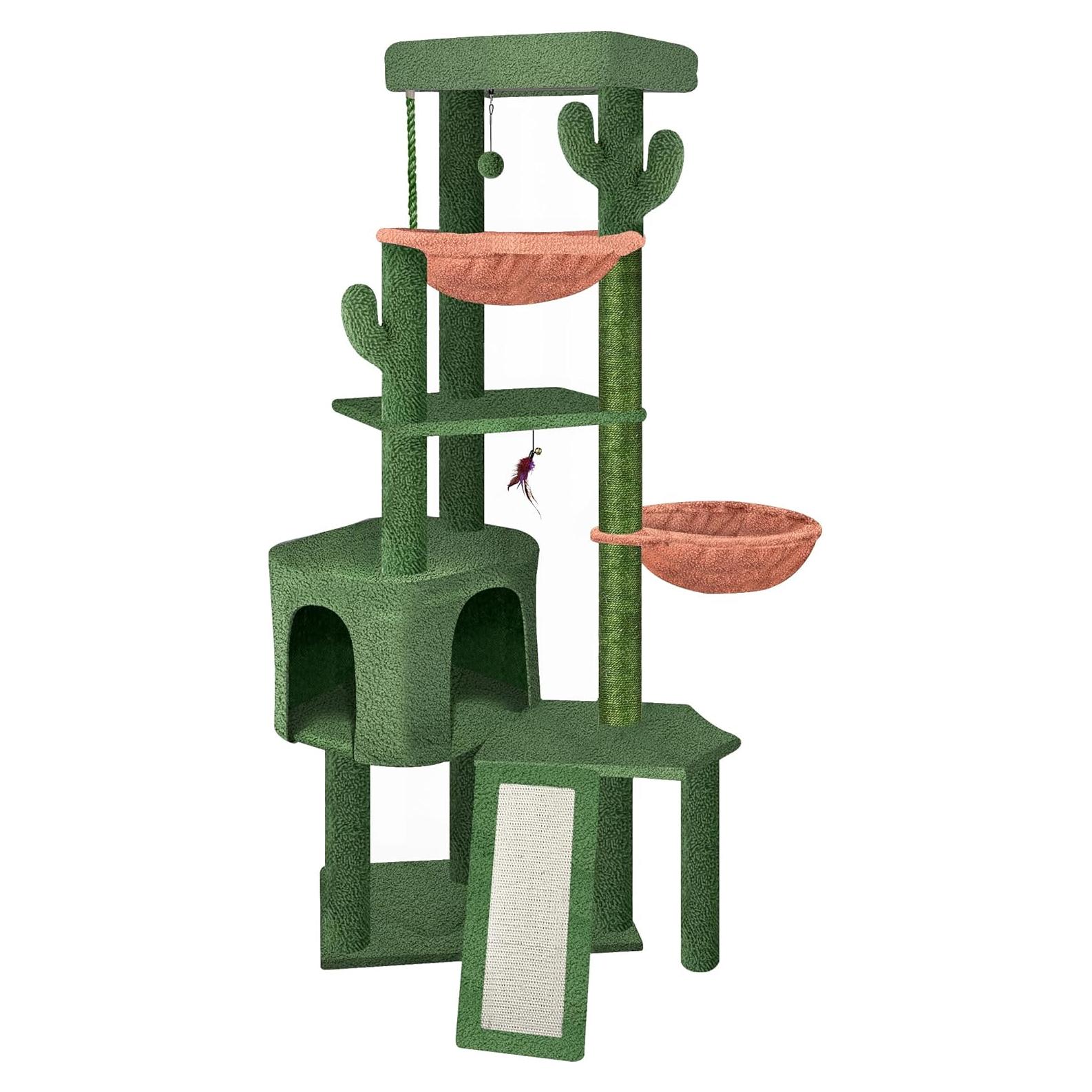 Árbol para Gatos Grande Wang Xin con Condominio y Hamacas Verde