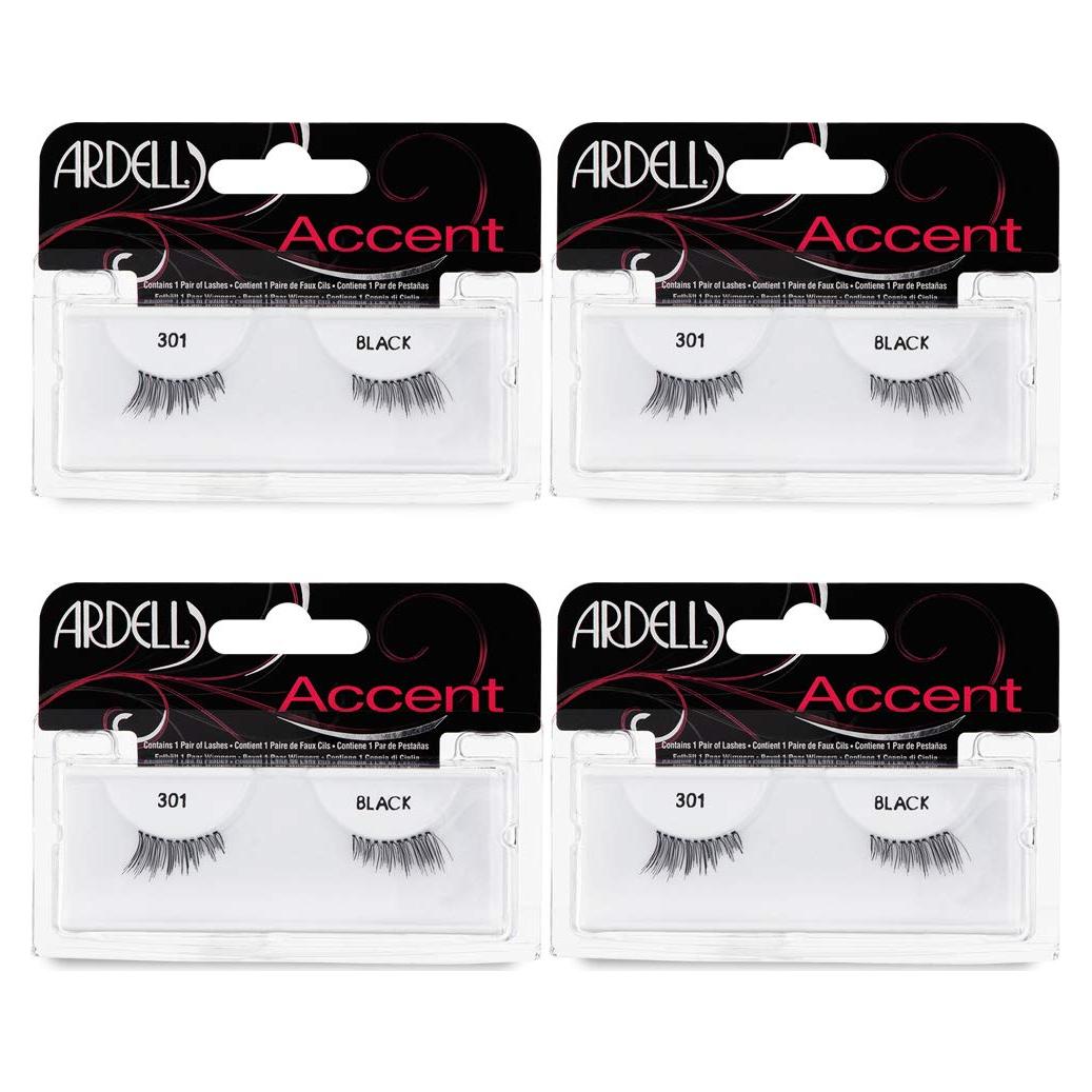 Pestañas Postizas Ardell Accent 301 - Ojo de Gato Natural, 4 Paquetes