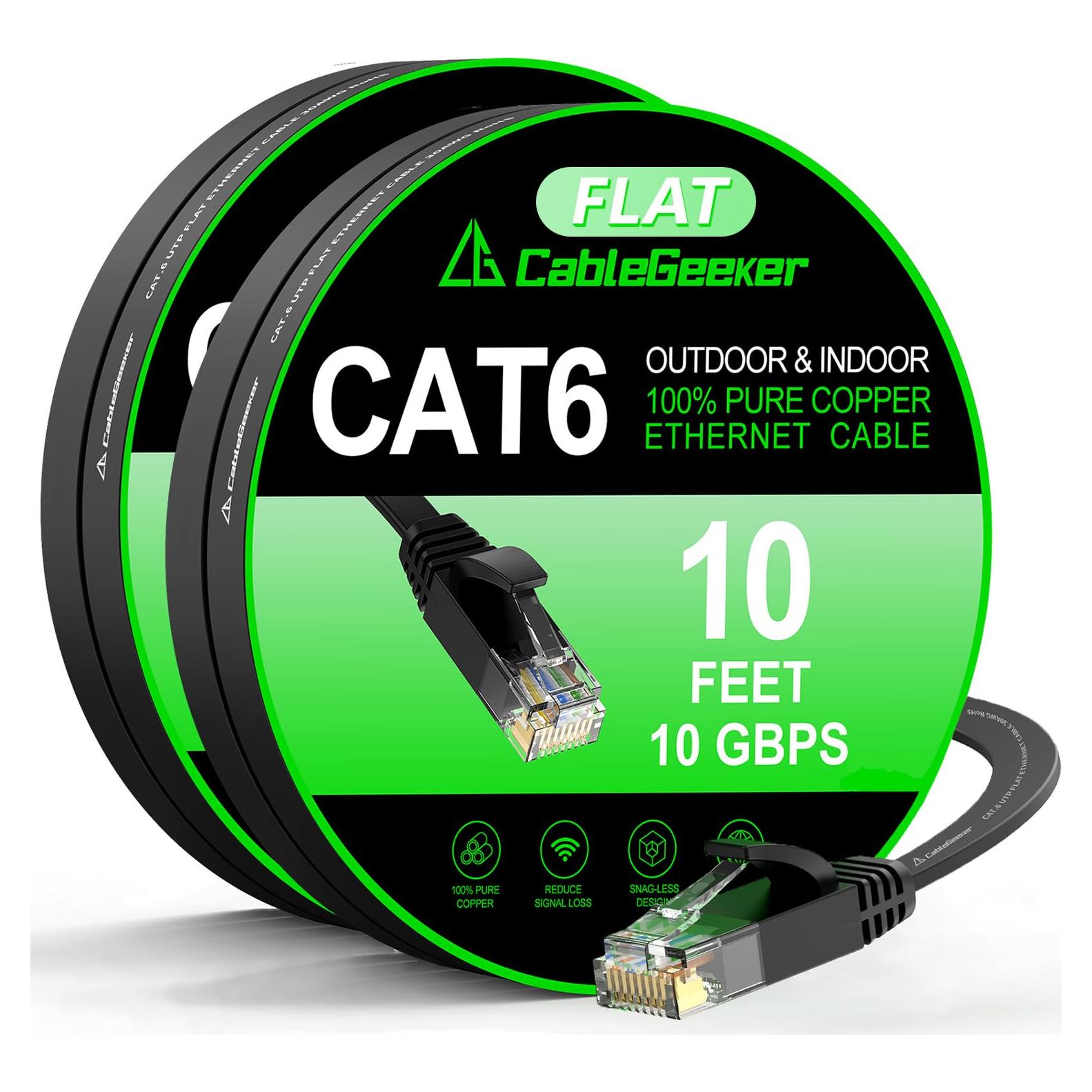 Cable Ethernet Cat 6 3m 2-Pack CableGeeker Alta Velocidad 10Gbps