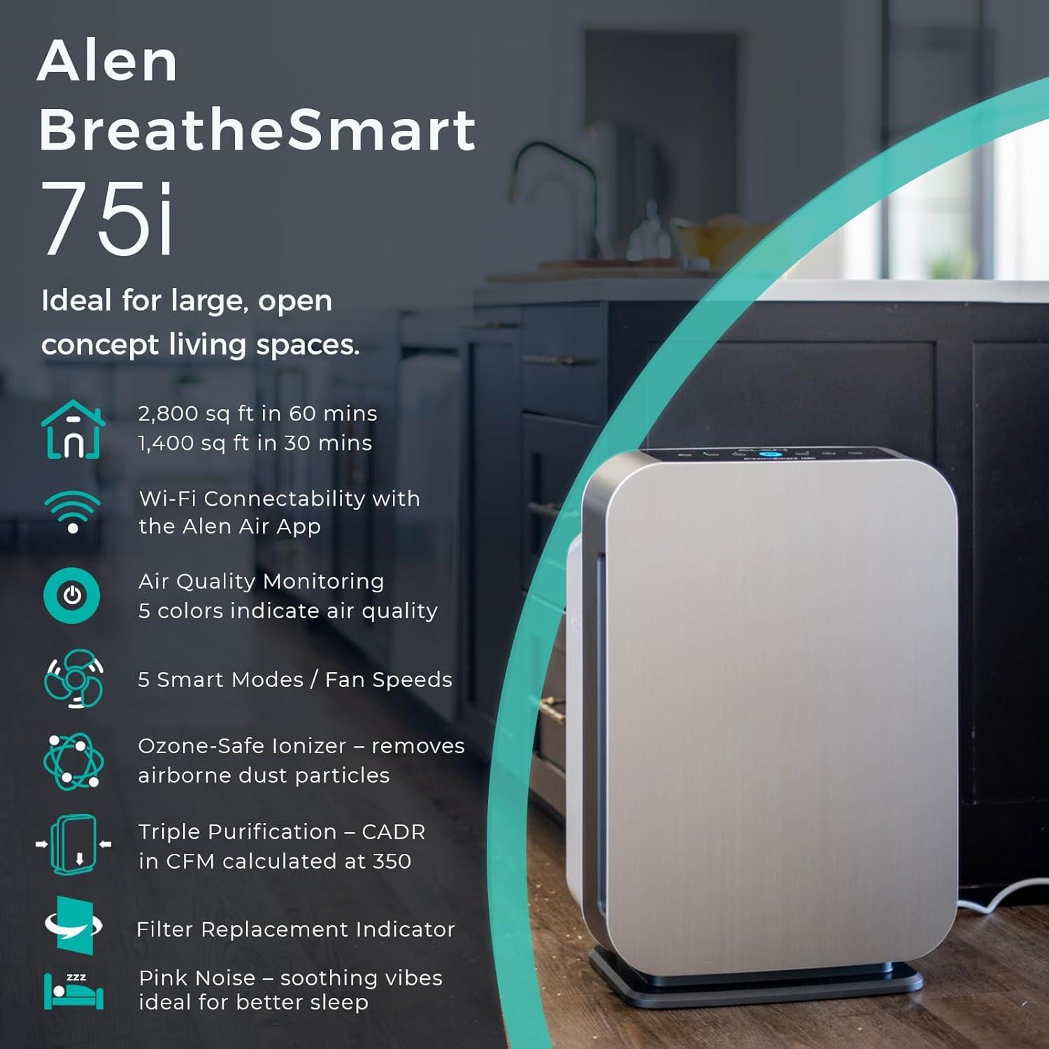 Purificador de Aire Alen BreatheSmart 75i HEPA para 260 m² - Espresso