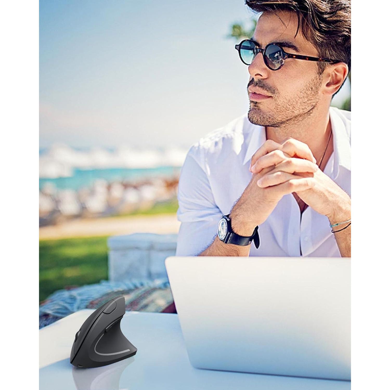 Ratón Ergonómico Lekvey XC05-B Inalámbrico Negro 600mAh