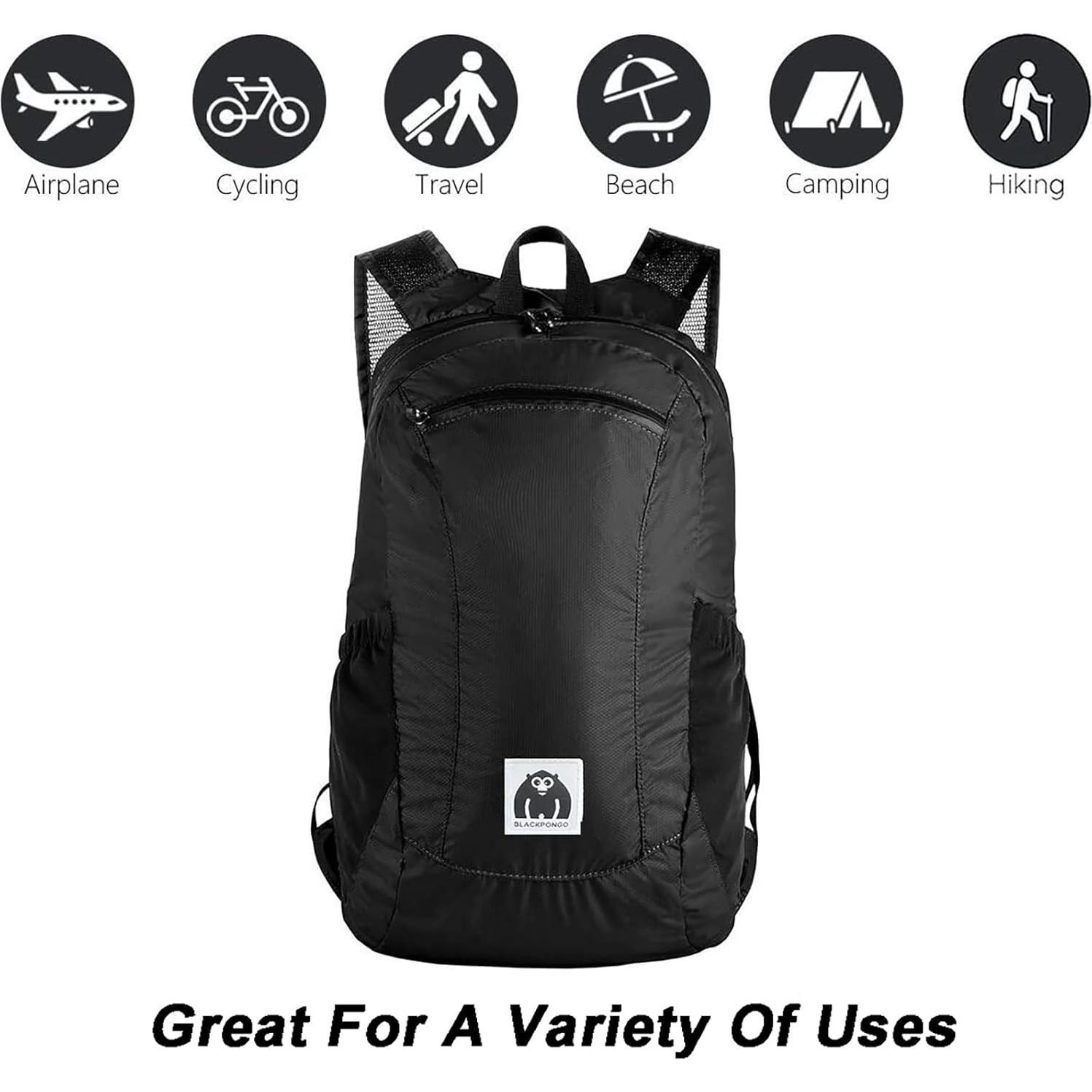 Mochila Plegable 18L Blackpongo Negra Resistente al Agua