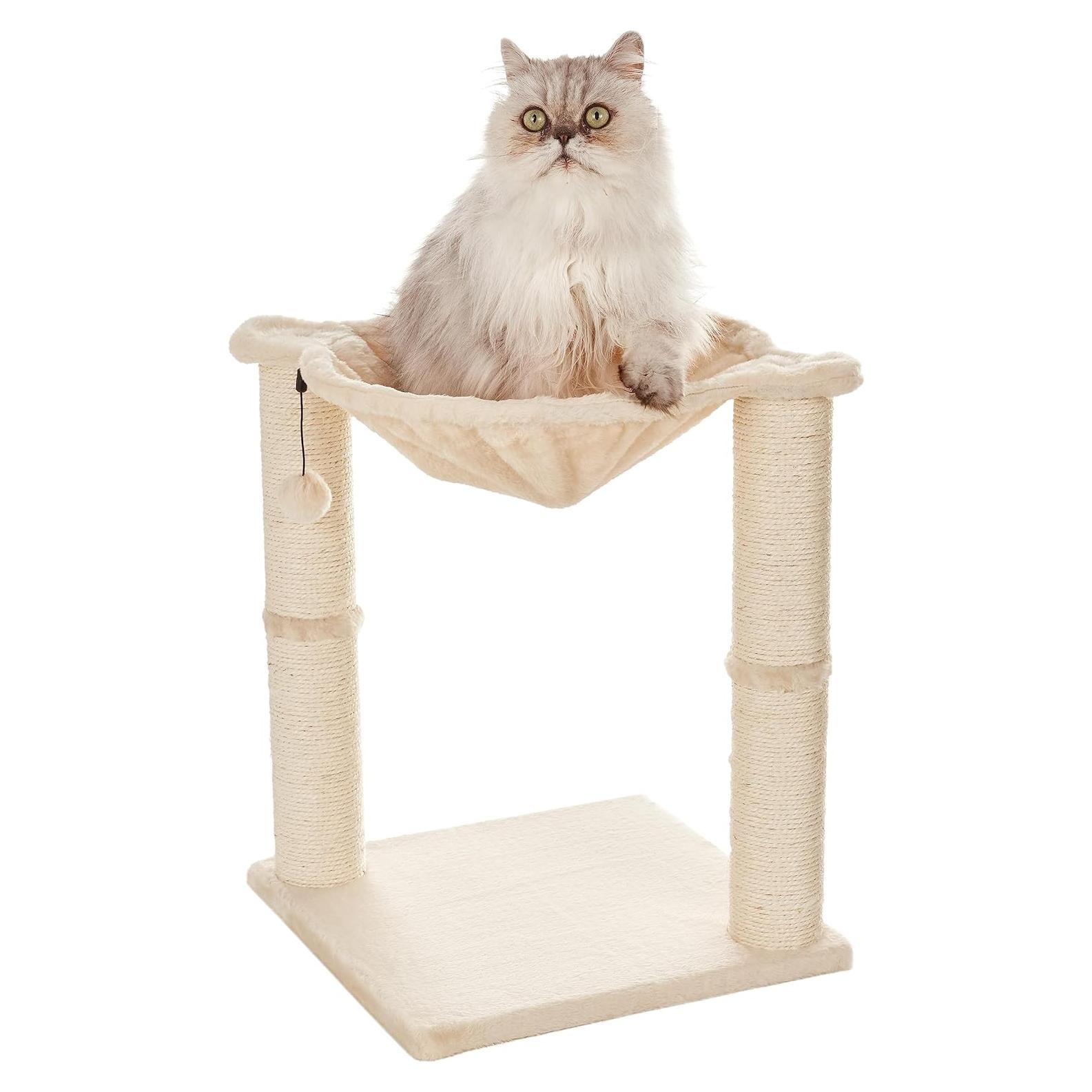 Torre para Gatos Amazon Basics con Hamaca y Poste Rascar 40x50cm Beige