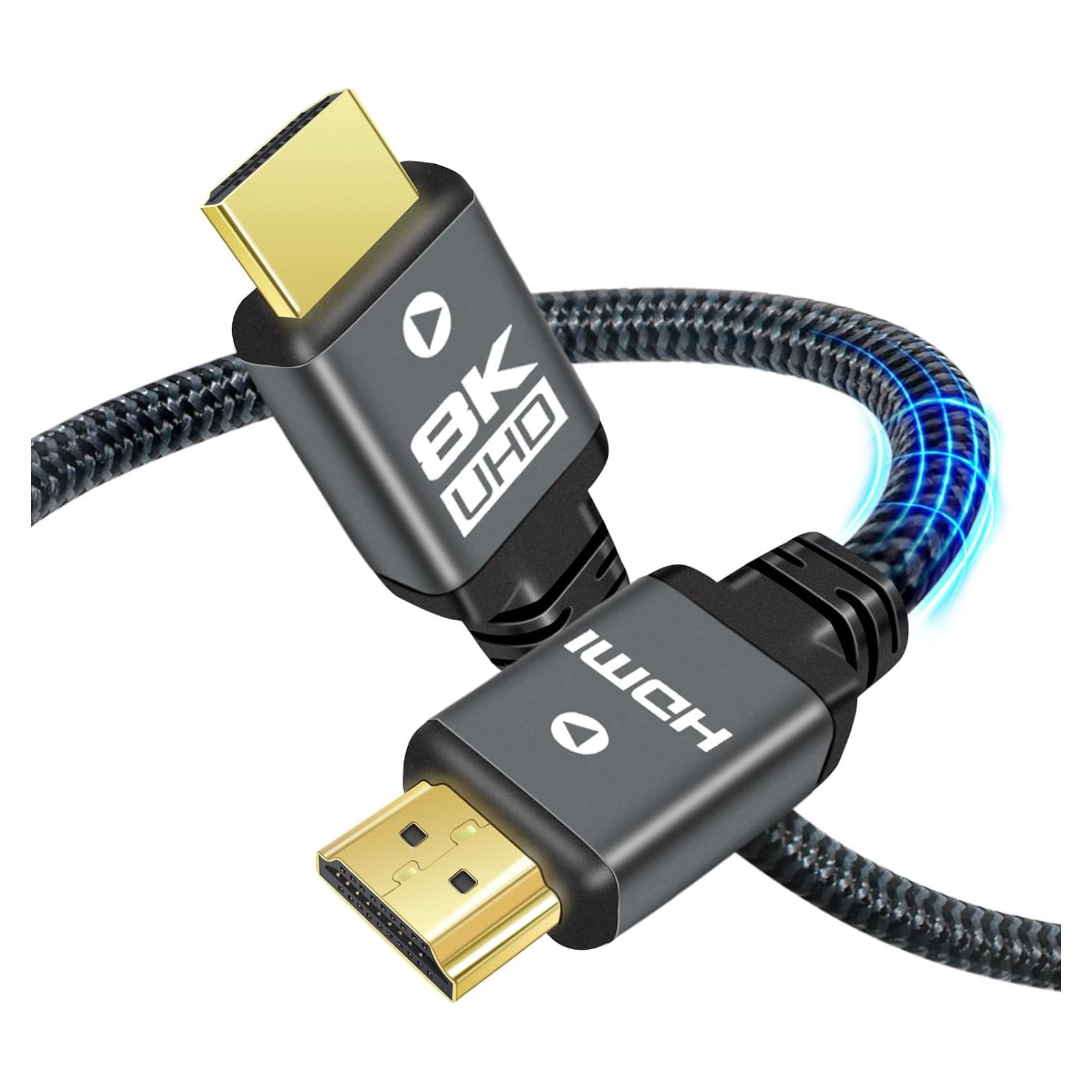 Cable HDMI 2.1 Yauhody 0.61m 48Gbps 8K 60Hz Trenzado