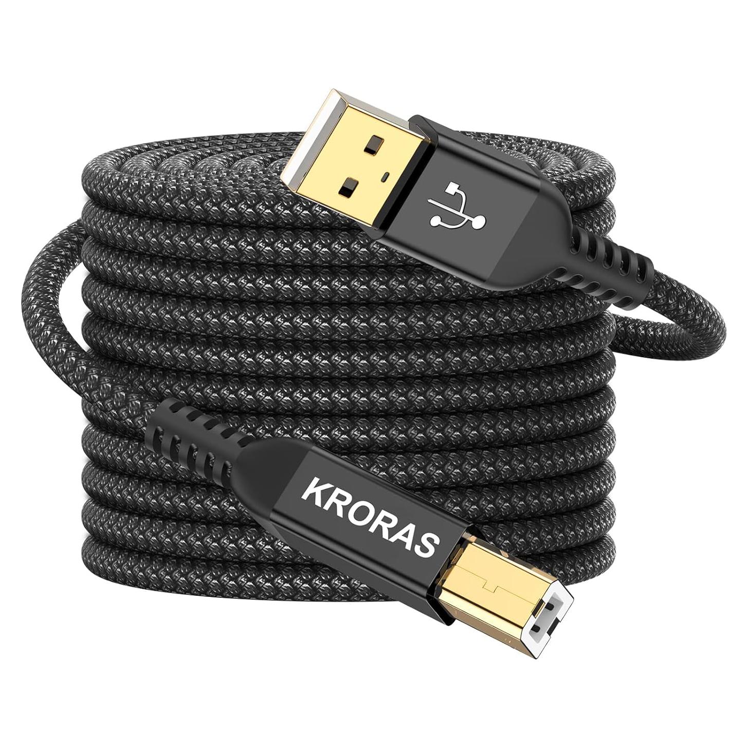 Cable de Impresora USB 2.0 KRORAS 3.05m Tipo A a B