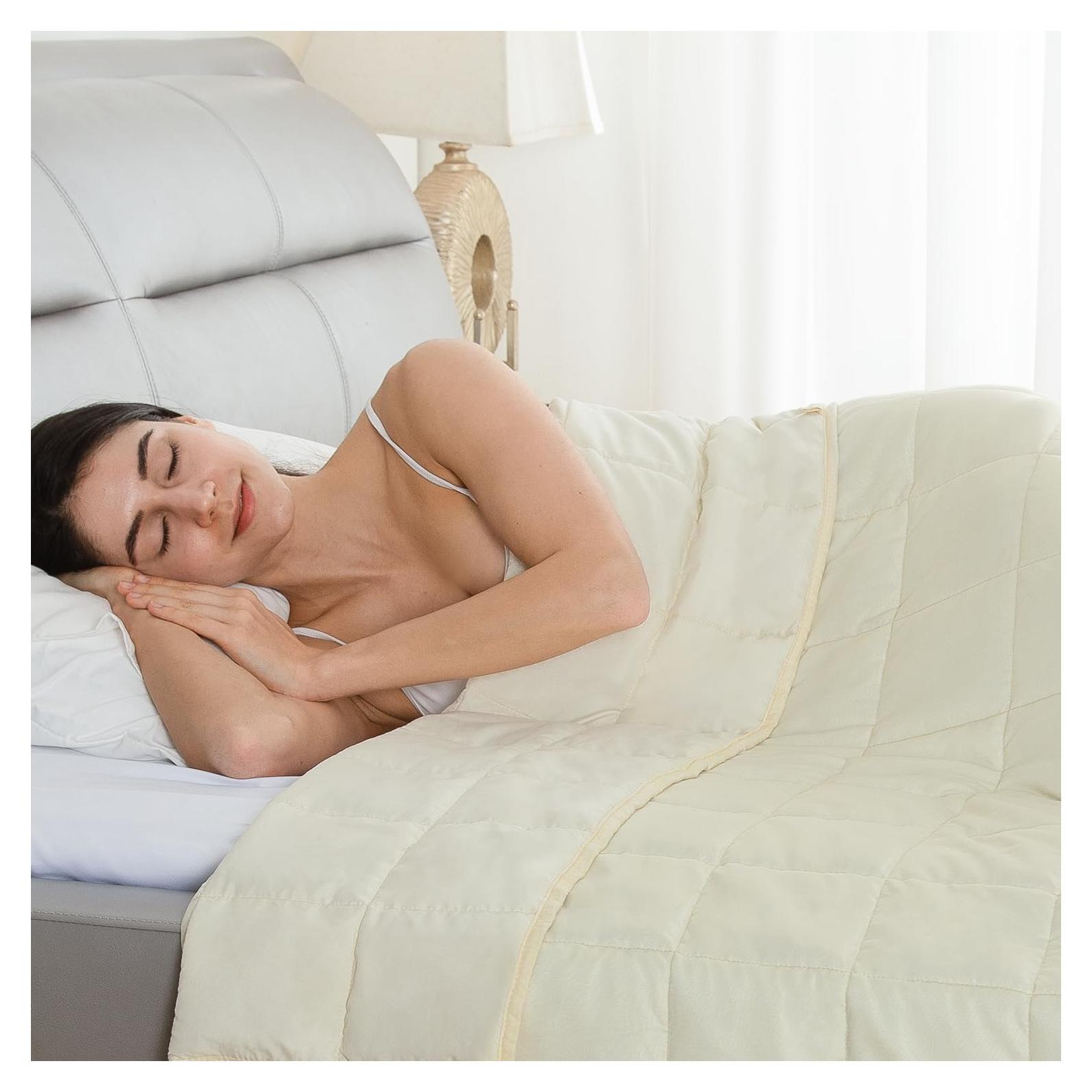 Manta con peso Drewin 5.44kg Individual Microfibra Beige