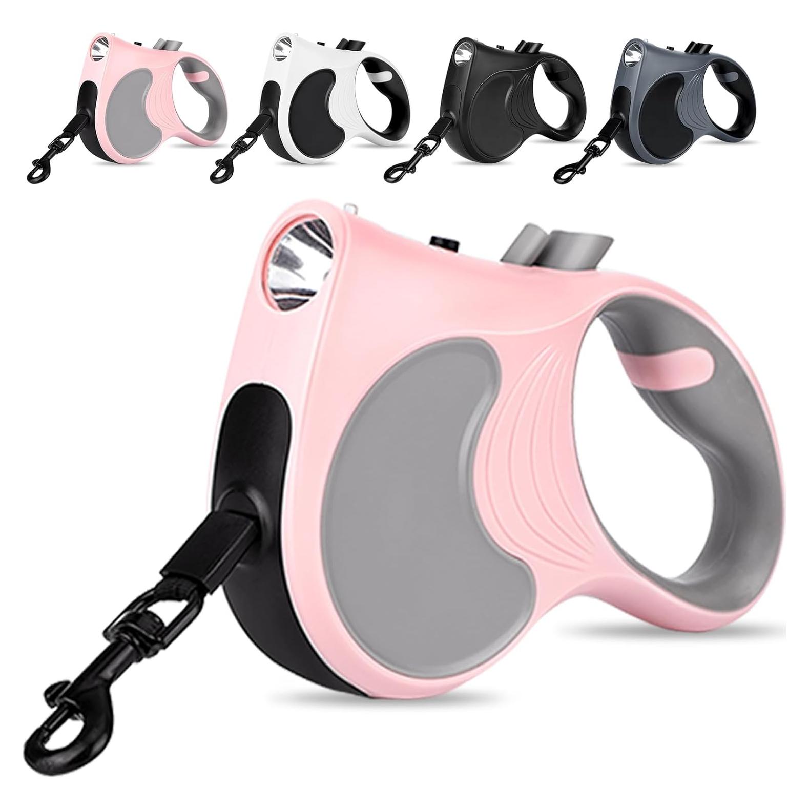 Correa de Perro Retráctil Makife 5m con Linterna LED Rosa