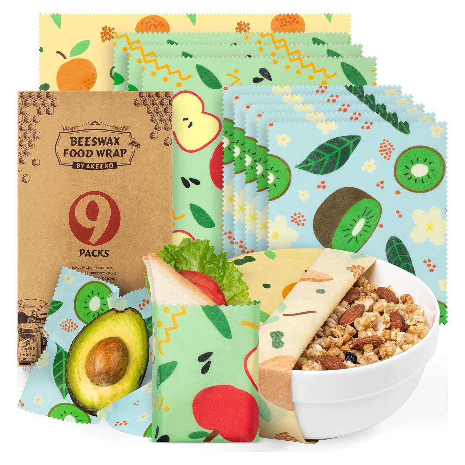 Envolturas de Cera de Abeja Akeeko - 9 Piezas Reutilizables