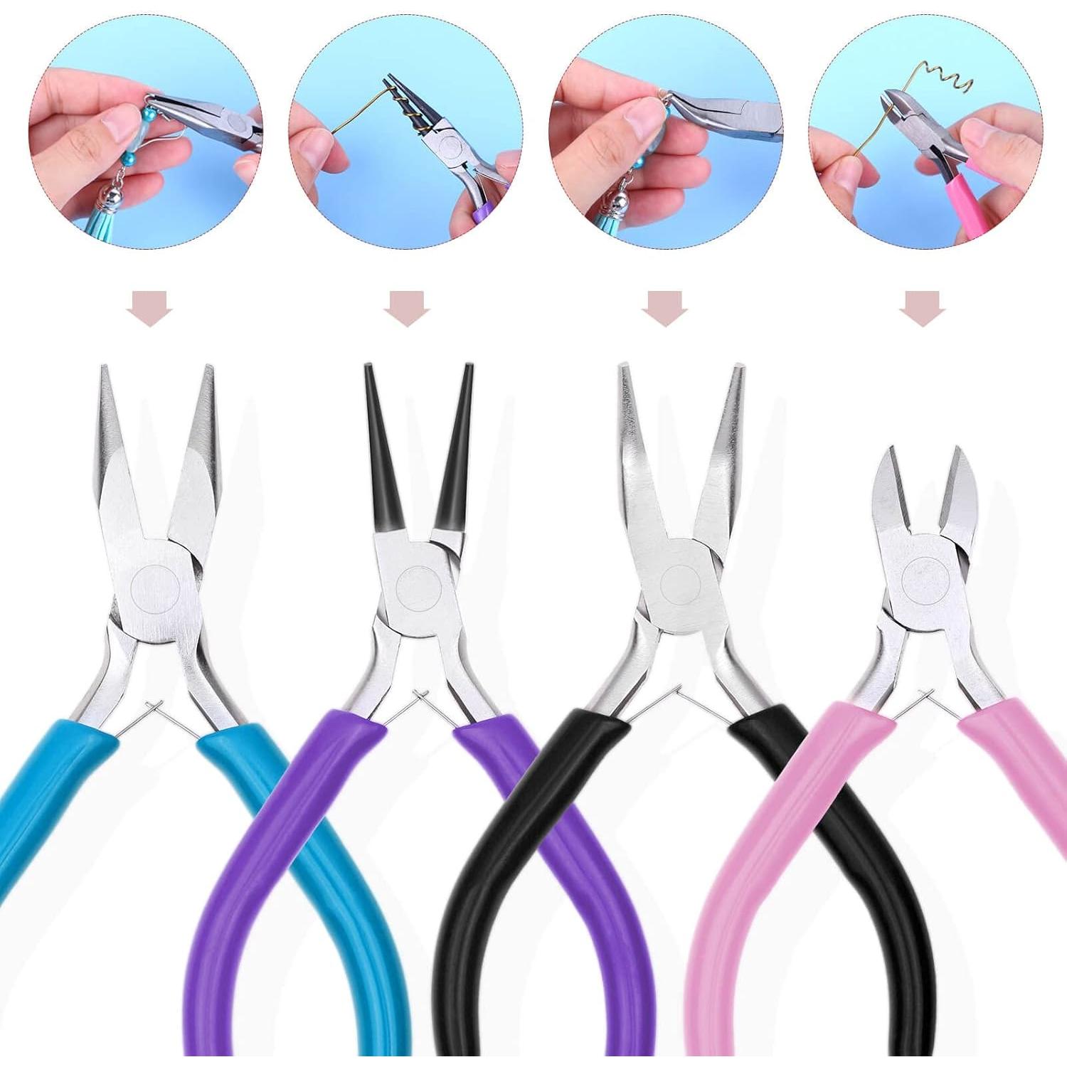 Alicates para Joyería Anezus 4 Piezas Acero Antideslizante