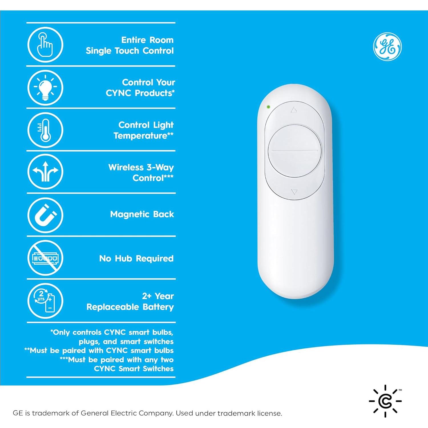 Control Remoto Inteligente GE Cync Bluetooth para Luces