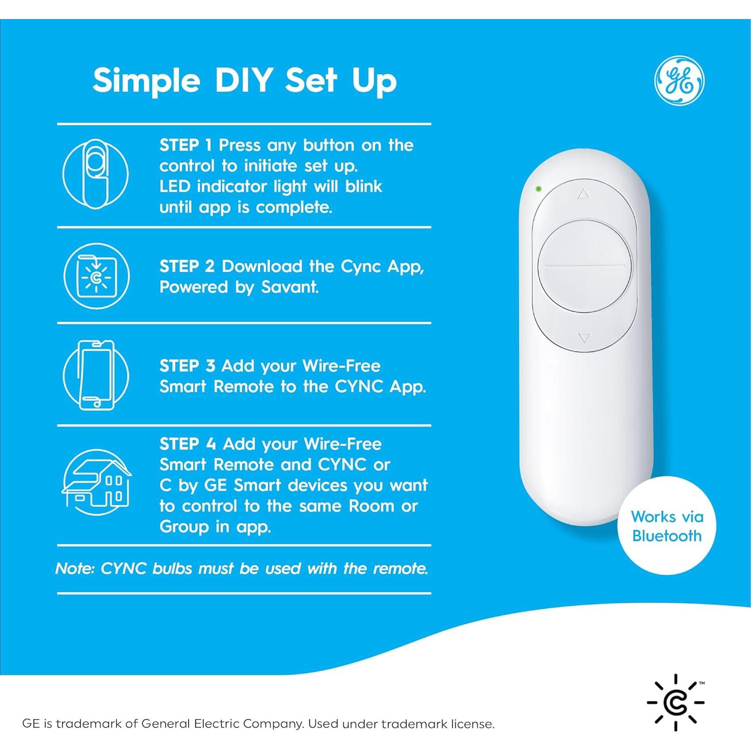 Control Remoto Inteligente GE Cync Bluetooth para Luces