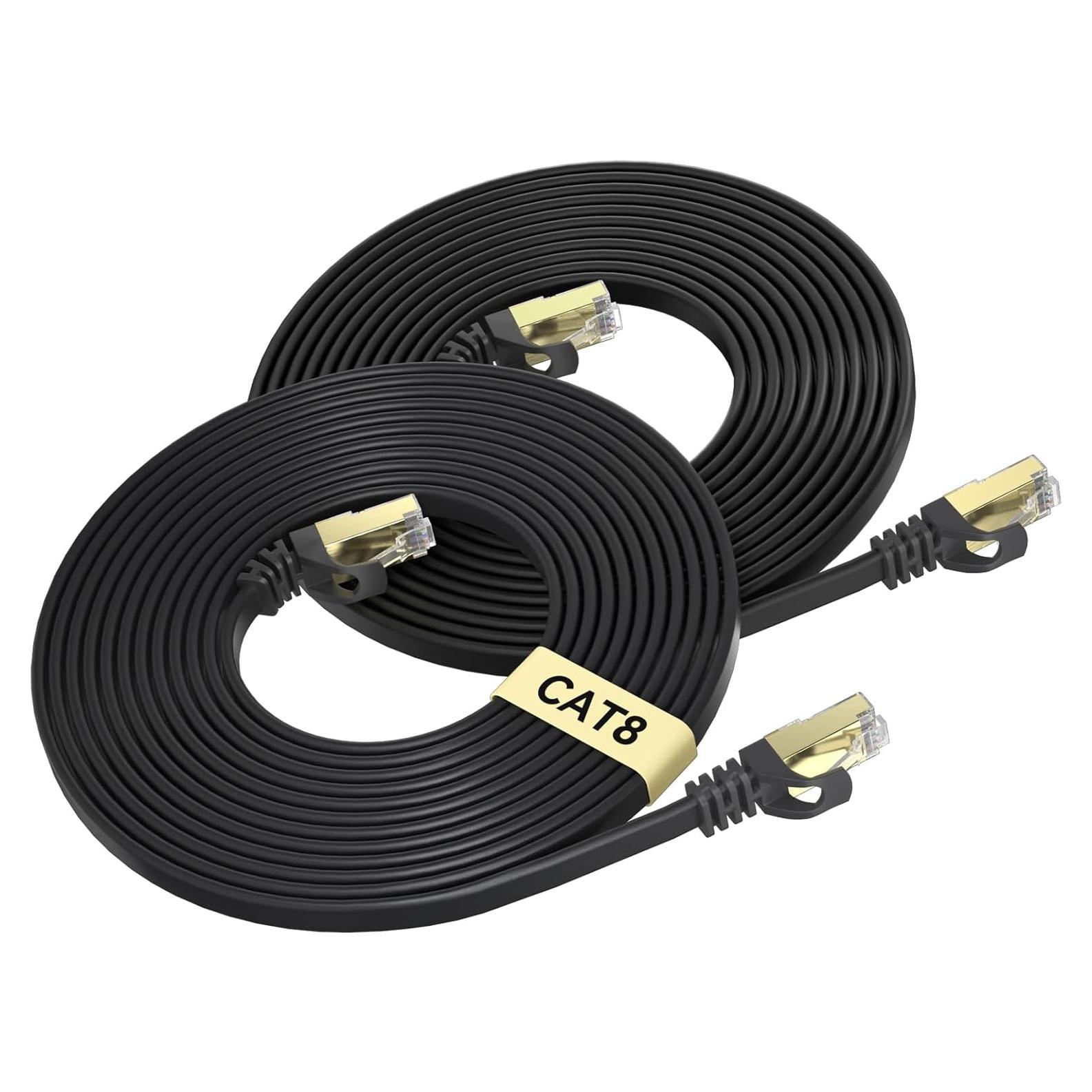 Cable Ethernet Cat 8 BUSOHE 1 Pie 2-Pack Alta Velocidad