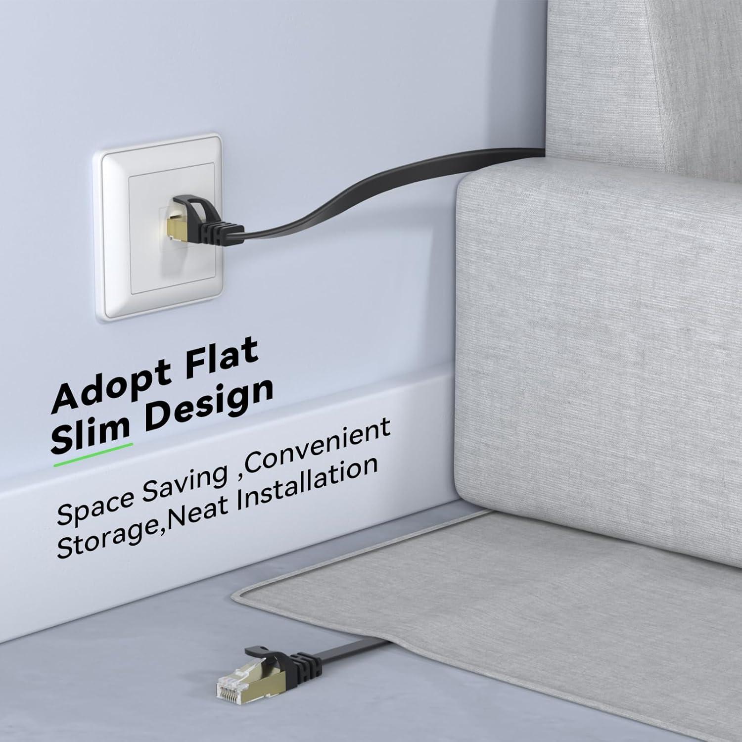 Cable Ethernet Cat 8 BUSOHE 1 Pie 2-Pack Alta Velocidad