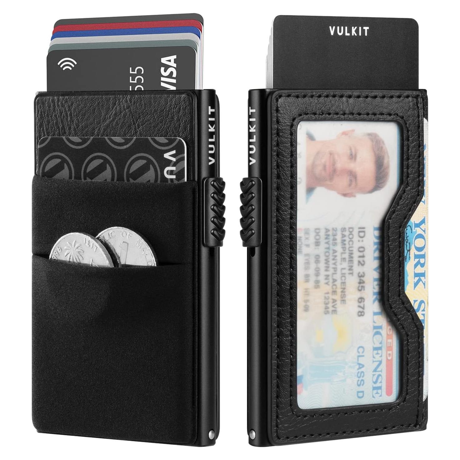 Billetera Minimalista VULKIT RFID con Ventana ID y Soporte Tarjetas