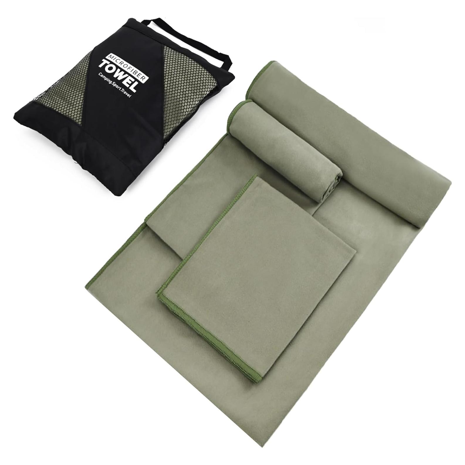 Toalla de Camping Vnoss 3 Tamaños Microfibra Verde Militar