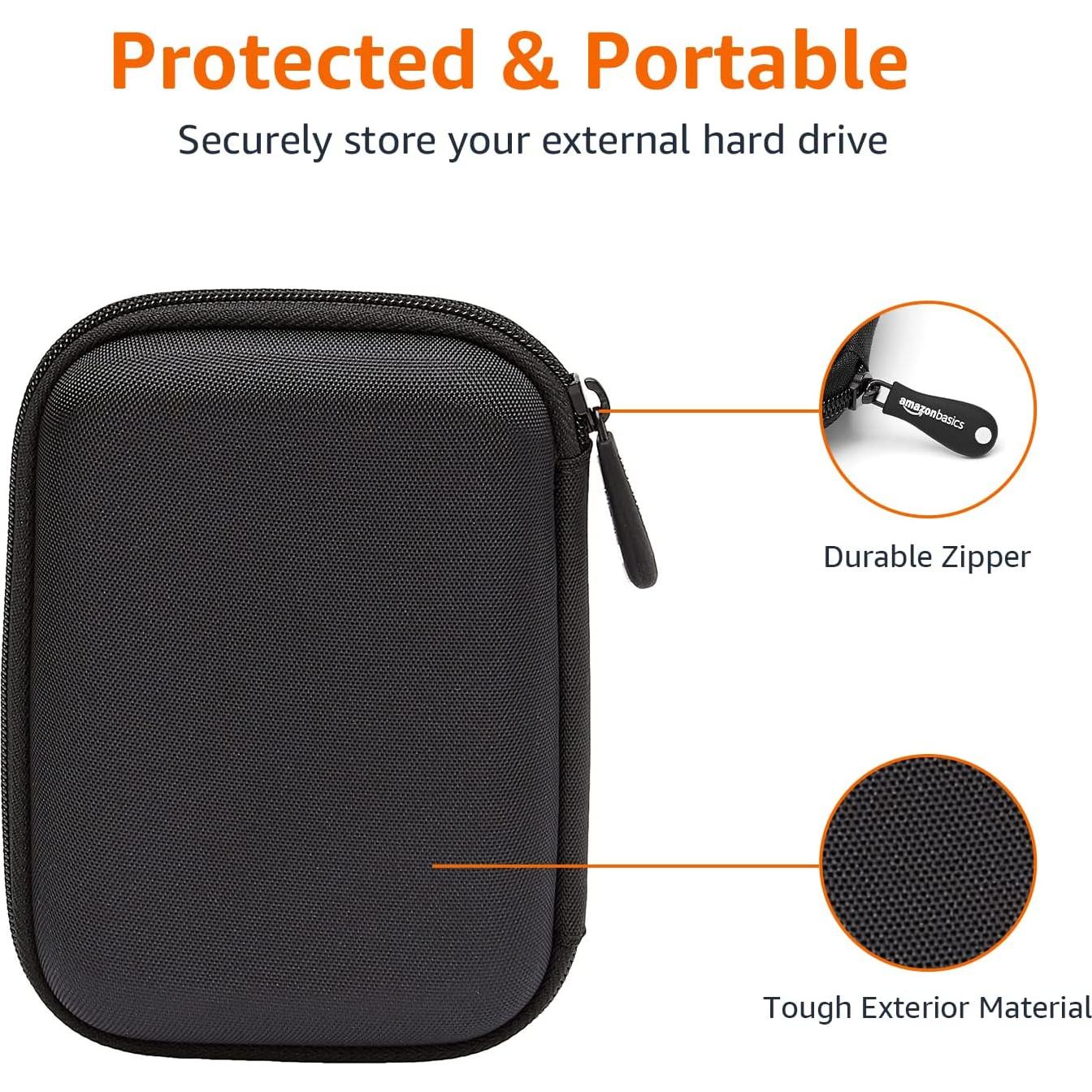 Funda de Transporte Amazon Basics para Disco Duro Externo Negra