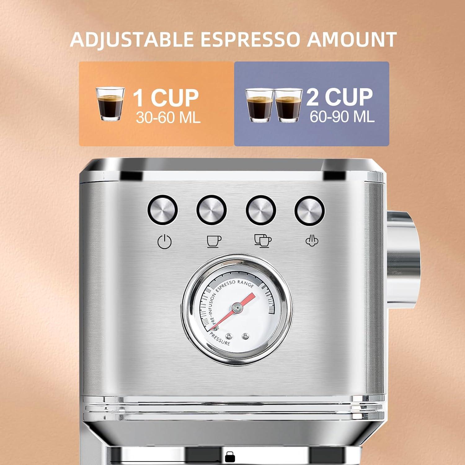 Máquina de Espresso Semi Automática CHULUX 20 Bar Acero Inoxidable